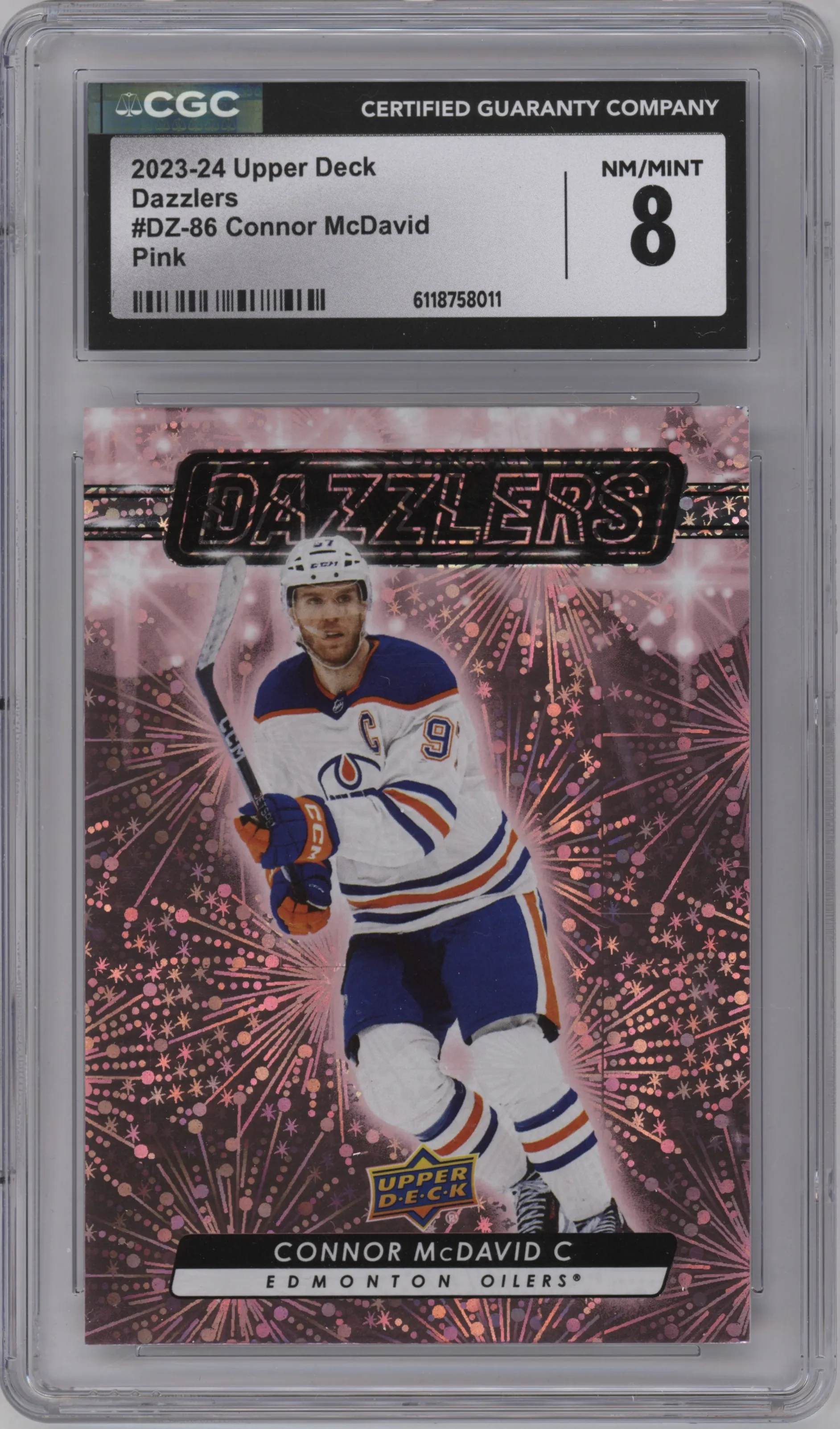 2023 Upper Deck Series 2 Dazzlers Connor Mcdavid Pink #DZ-86 CGC 8