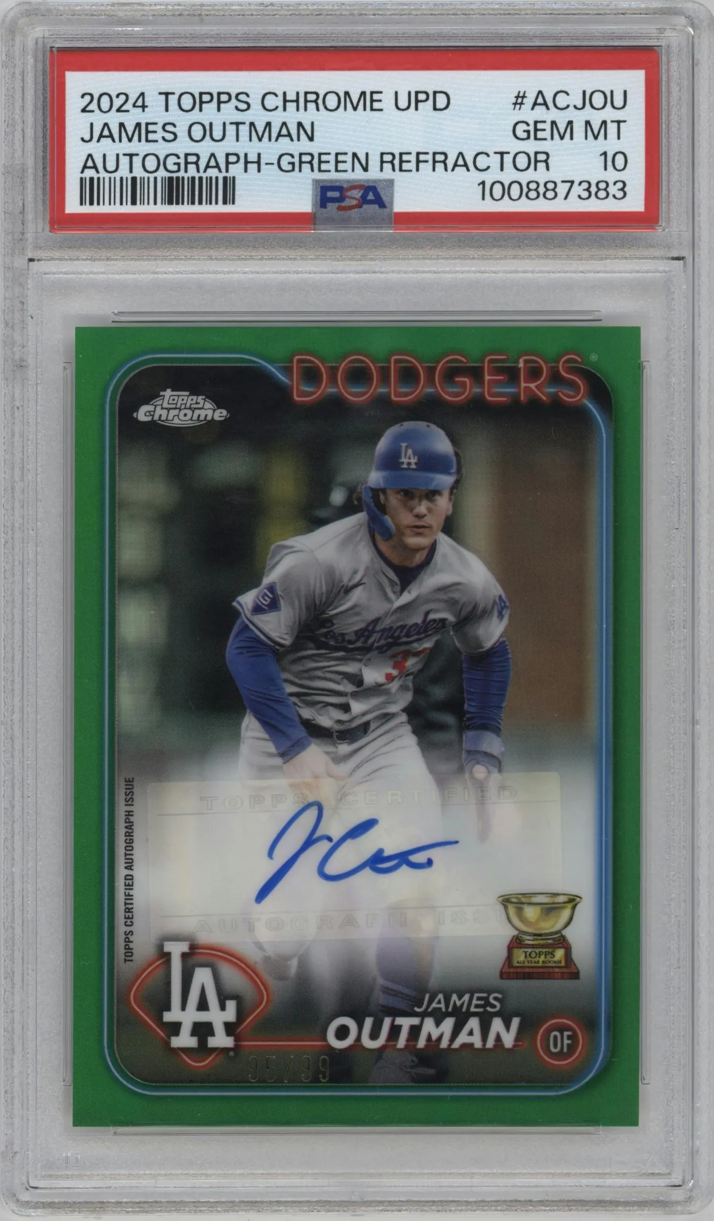 2024 Topps Chrome Update Auto James Outman Green Refractor #AC-JOU PSA 10