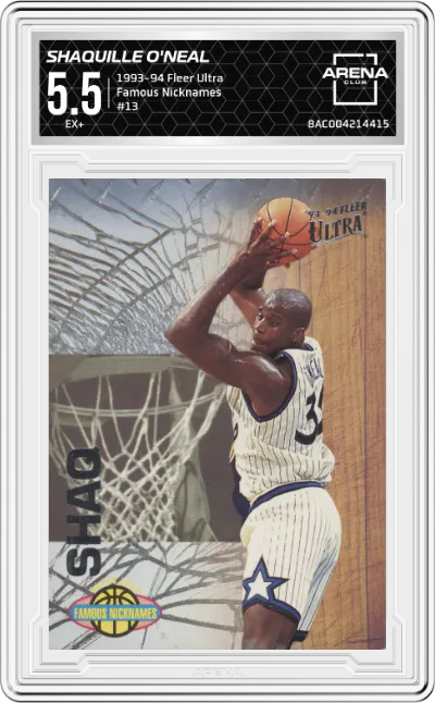 1993 Fleer Ultra Famous Nicknames Shaquille O'Neal #13 ARENA CLUB 5.5