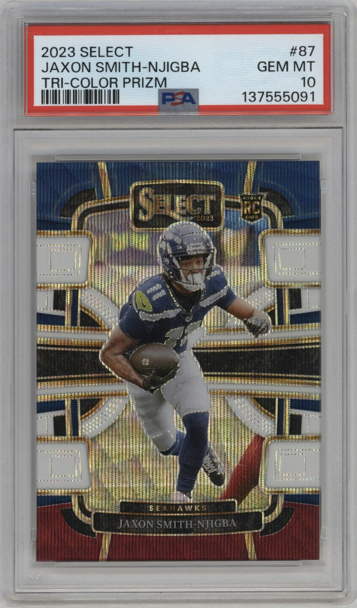 2023 Panini Select Jaxon Smith-Njigba Tri-Color Prizms #87 PSA 10