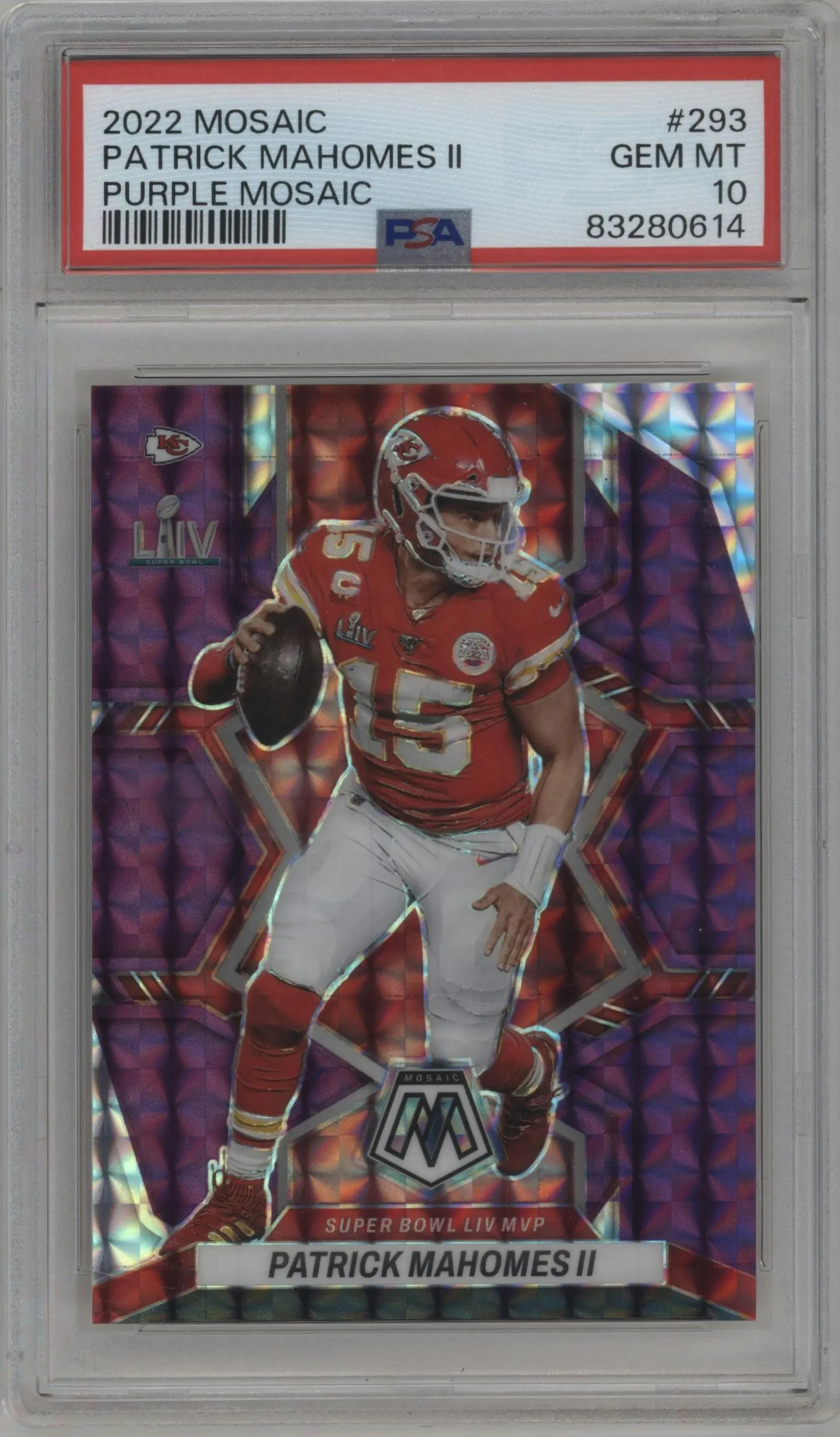2022 Panini Mosaic Patrick Mahomes II Purple Mosaic #293 PSA 10