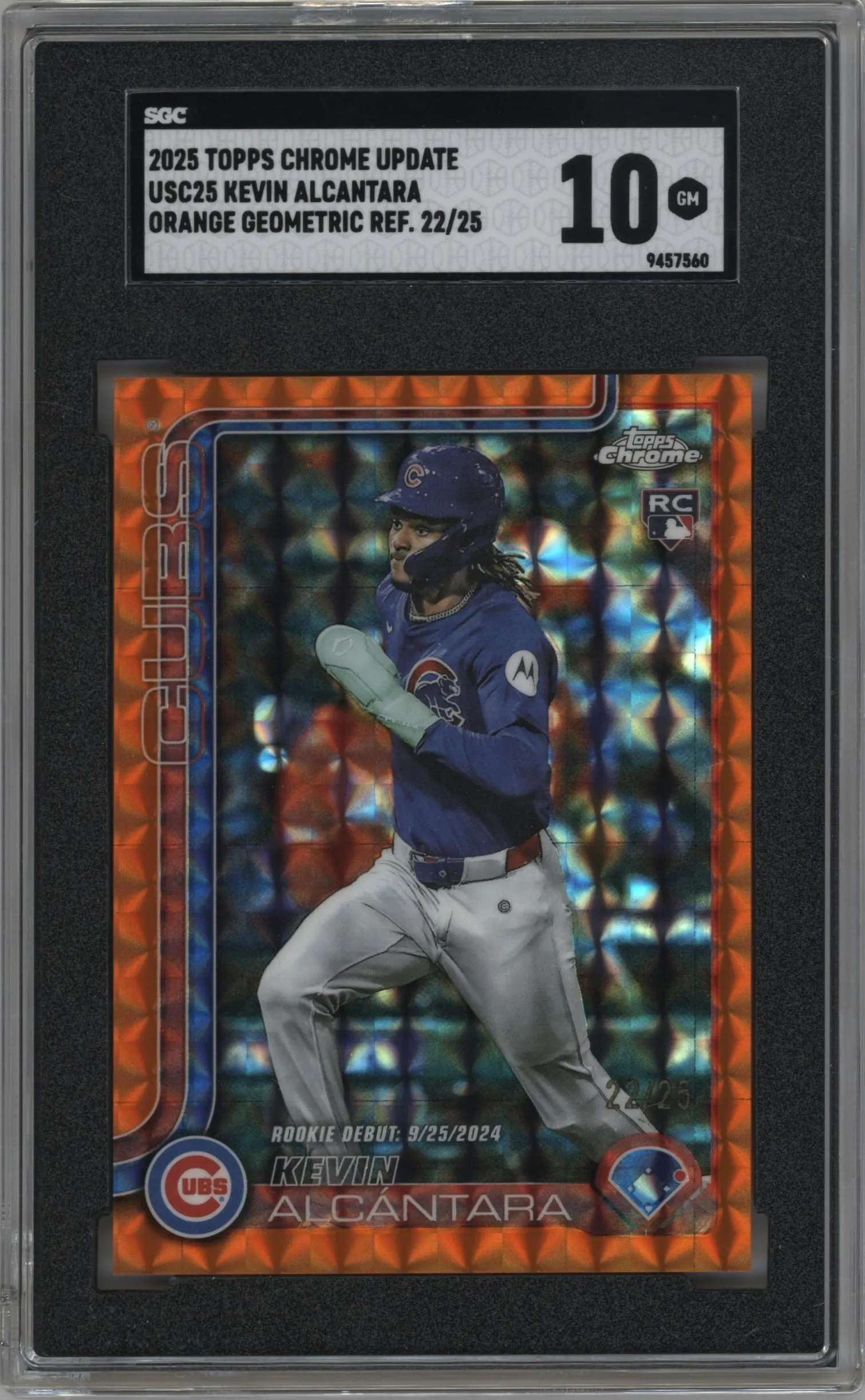 2025 Topps Chrome Update Kevin Alcantara Orange Geometric Refractors #USC25 SGC 10