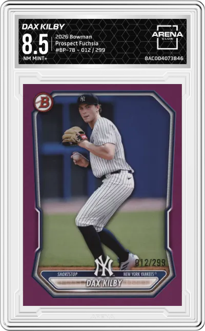 2026 Bowman Prospect Dax Kilby Fuchsia #BP-78 ARENA CLUB 8.5