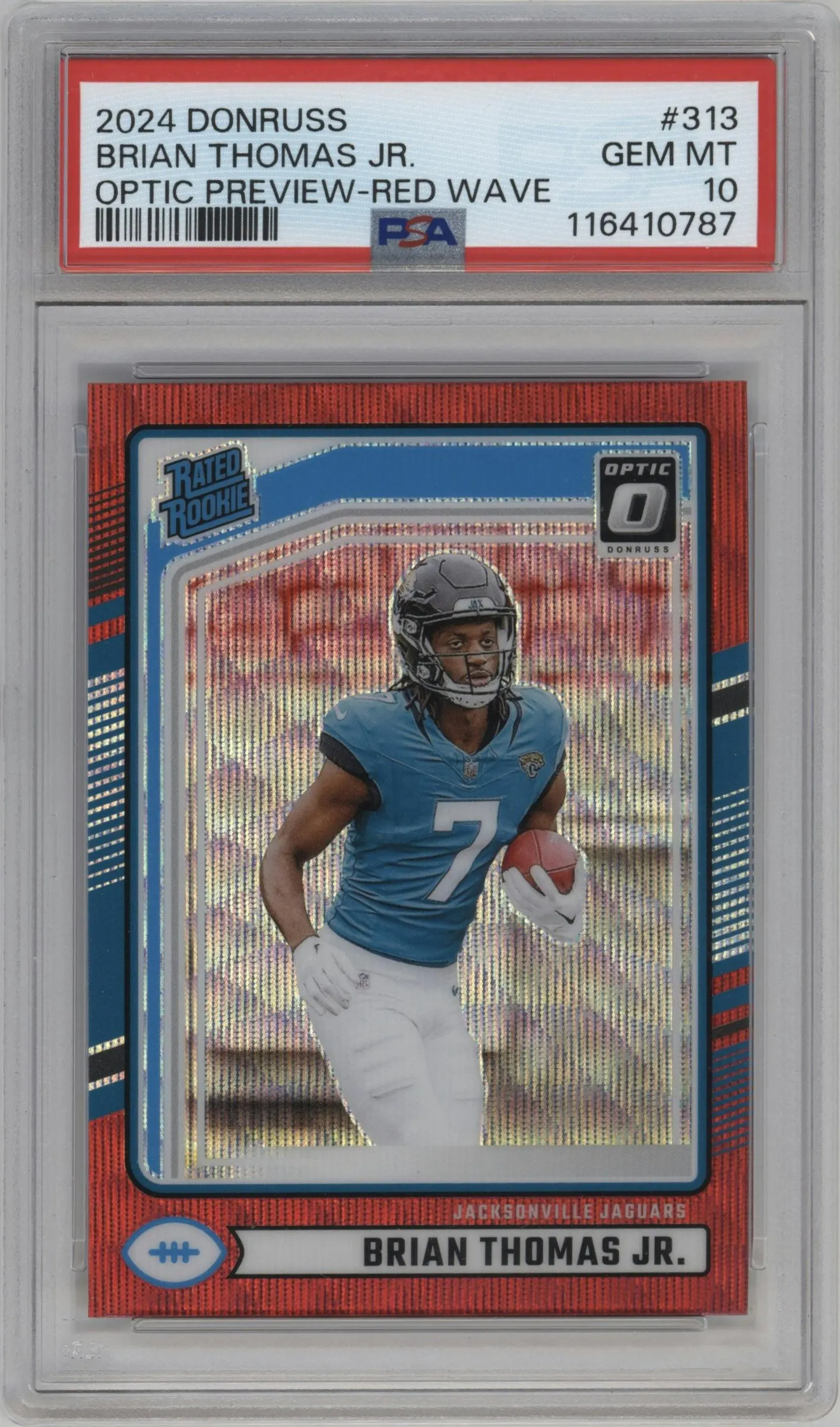 2024 Donruss Opt.Rtd.Rke.Prev. Brian Thomas Jr. Red Wave #313 PSA 10