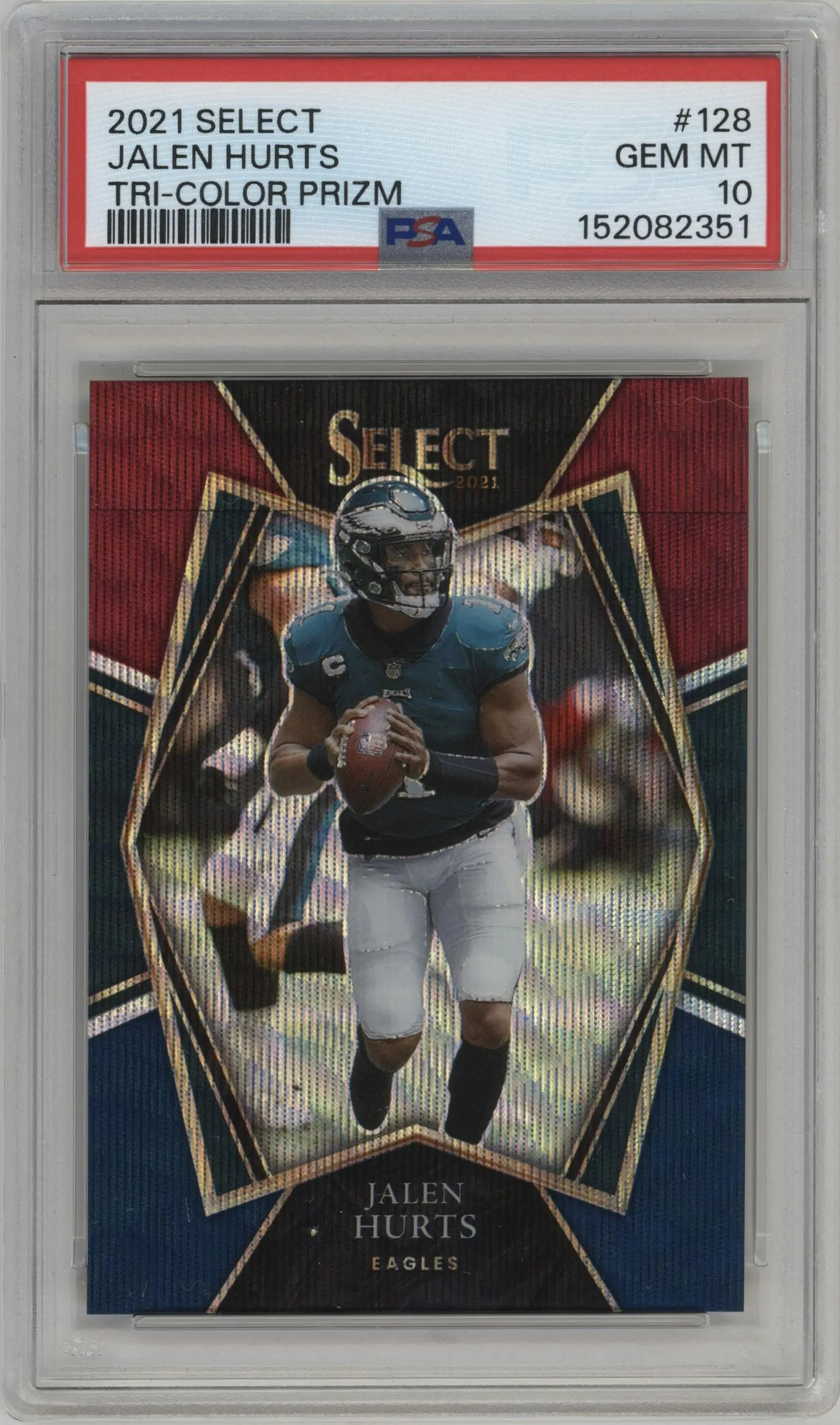 2021 Panini Select Pre.Lvl. Jalen Hurts Tri-Color #128 PSA 10