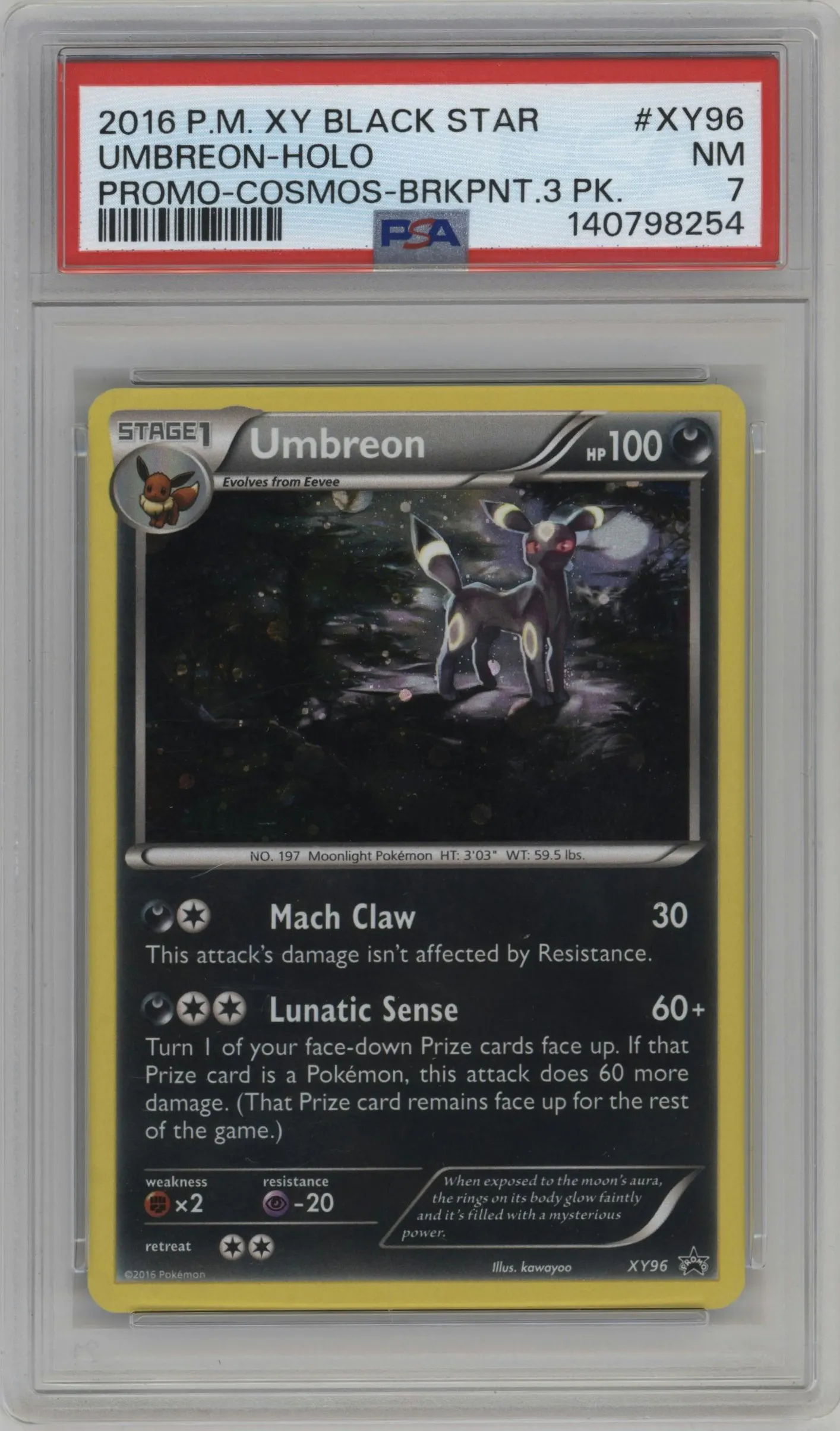 2016 Pokemon XY Umbreon BRKPnt.3-Pk.blstr. #XY96 PSA 7
