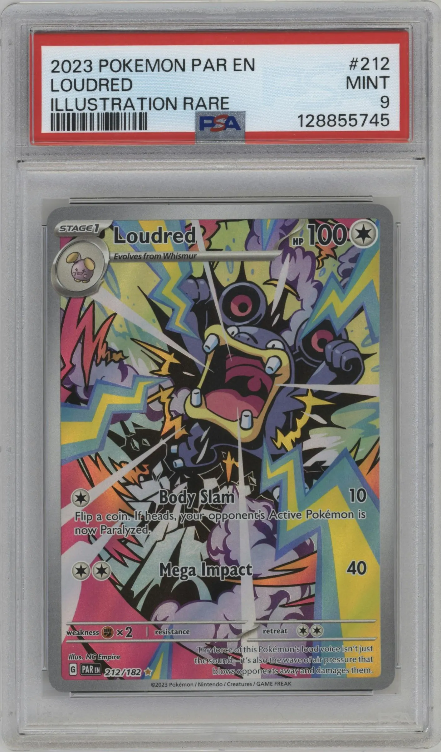 2023 Pokemon SV Paradox Rift Loudred #212 PSA 9
