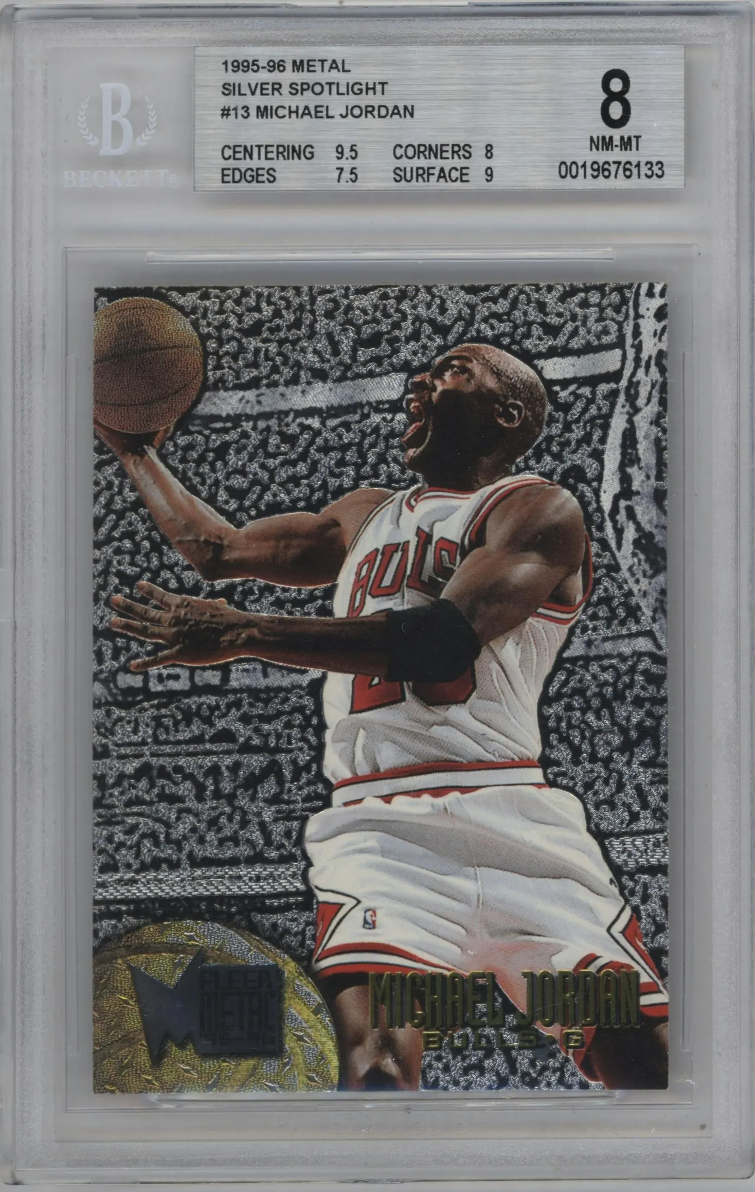 1995 Fleer Metal Michael Jordan Silver Spotlight #13 BGS 8