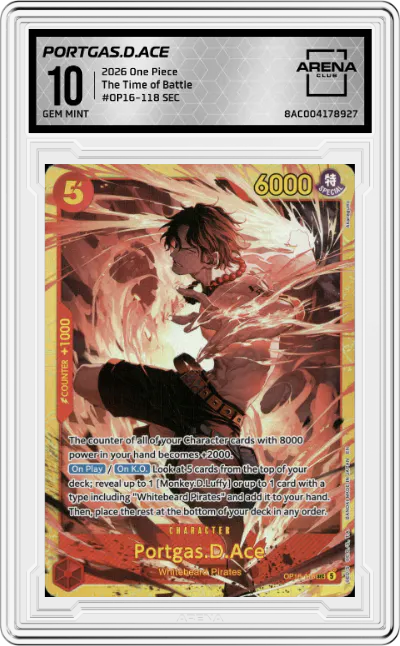2026 One Piece The Time of Battle Portgas.D.Ace SEC #OP16-118 SEC ARENA CLUB 10