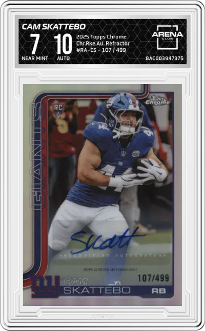 2025 Topps Chrome Chr.Rke.Au. Cam Skattebo Refractor #RA-CS  ARENA CLUB 7