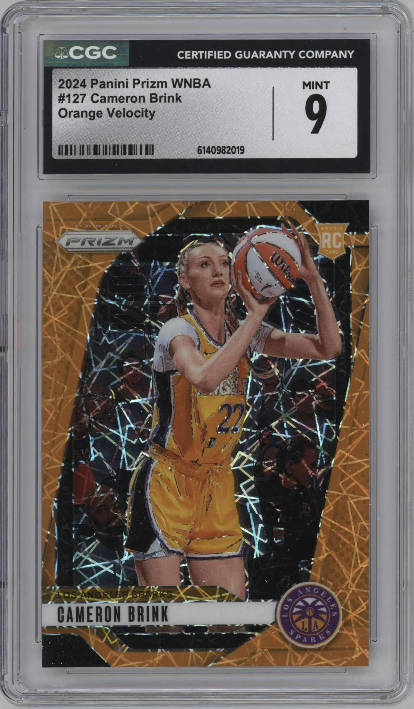 2024 Panini Prizm WNBA Cameron Brink Orange Velocity #127 CGC 9