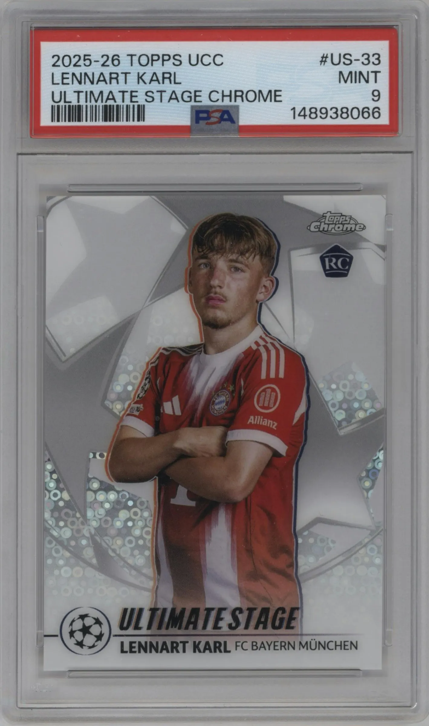2025 Topps UEFA Club Competitions Ultimate Stage Lennart Karl #US-33 PSA 9