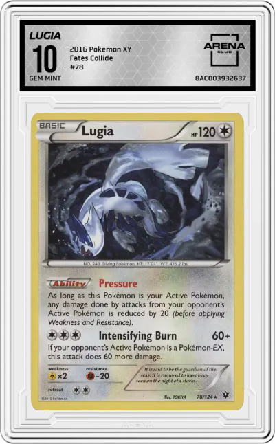 2016 Pokemon XY Fates Collide Lugia #78 ARENA CLUB 10