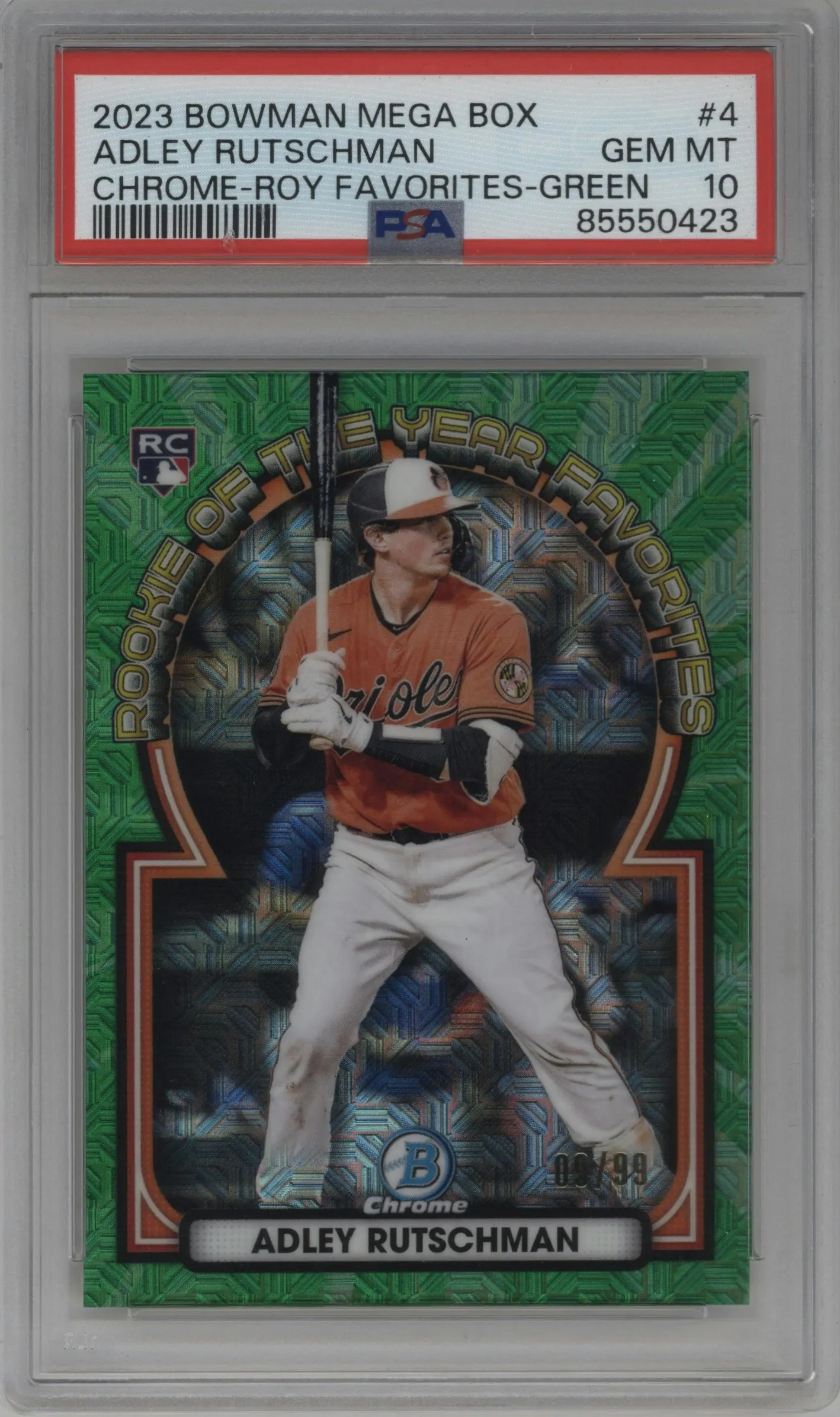 2023 Bowman Mega Box ROTY Favorites Adley Rutschman Green Ref. #ROYF-4 PSA 10