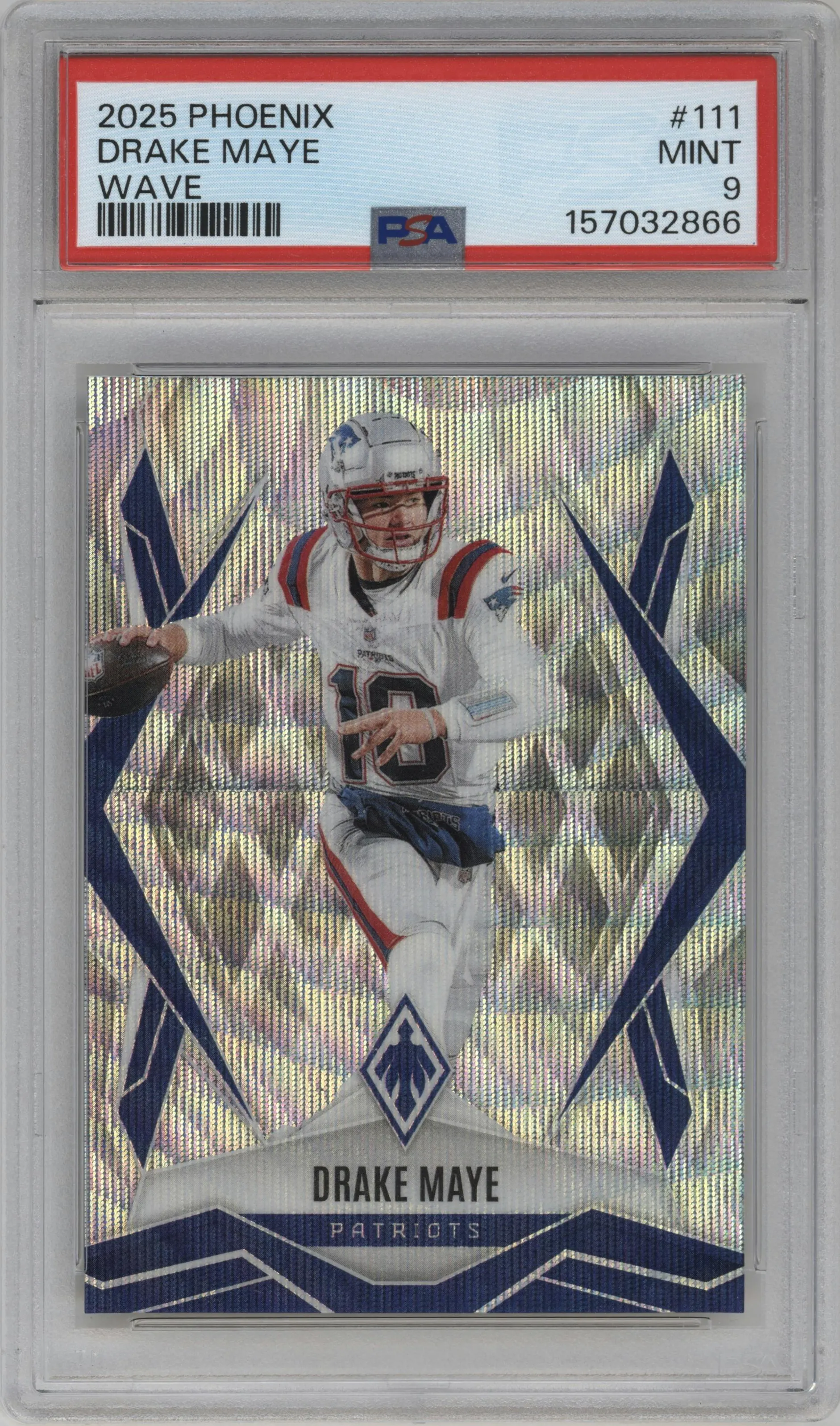 2025 Panini Phoenix Drake Maye Wave Prizm #111 PSA 9