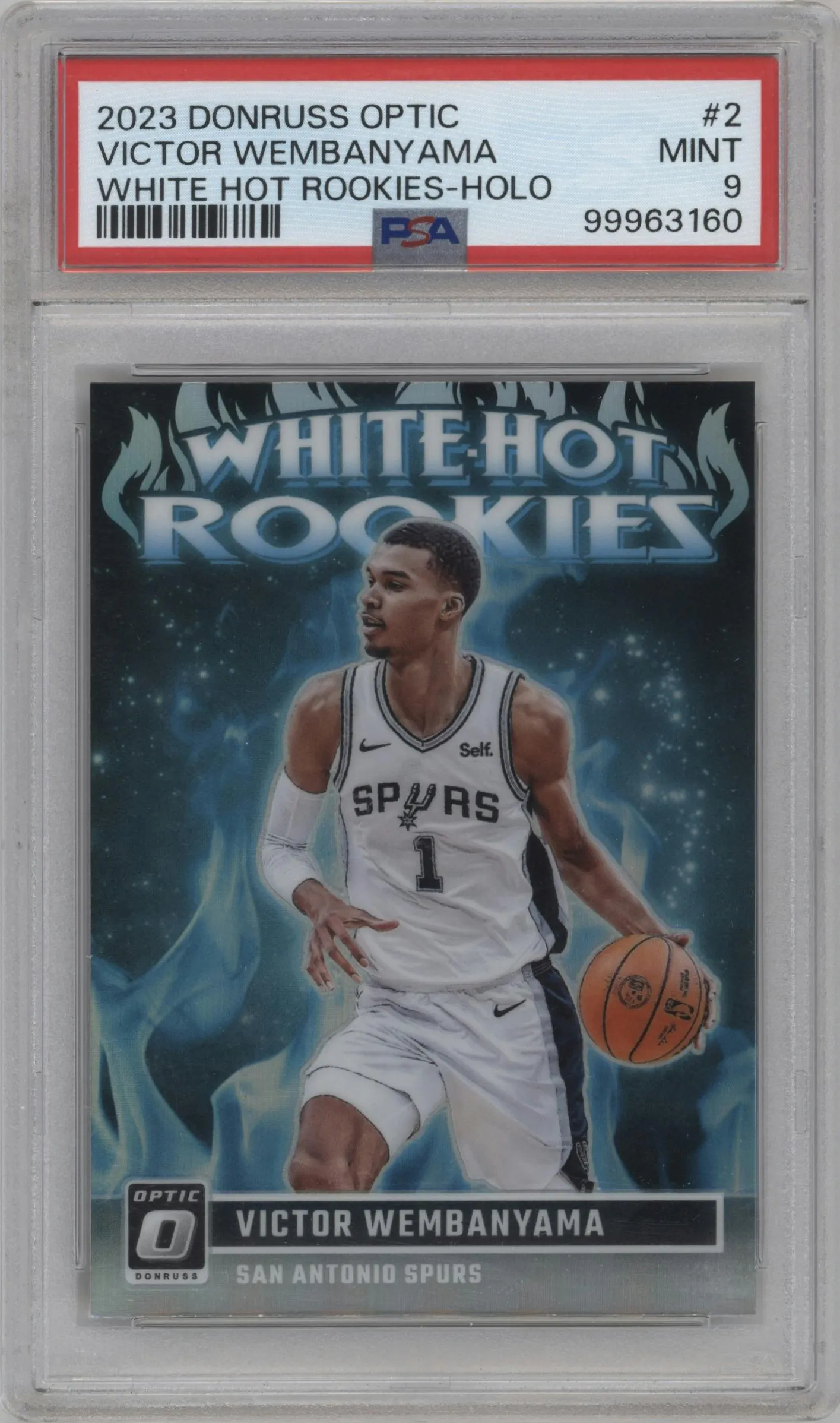 2023 Donruss Optic White Hot Rookies Victor Wembanyama Holo #2 PSA 9