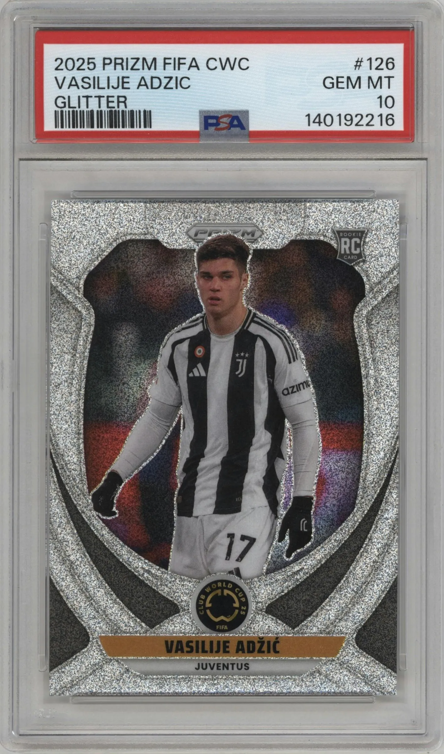 2025 Panini Prizm FIFA Club World Cup Vasilije Adzic Glitter Prizm #126 PSA 10