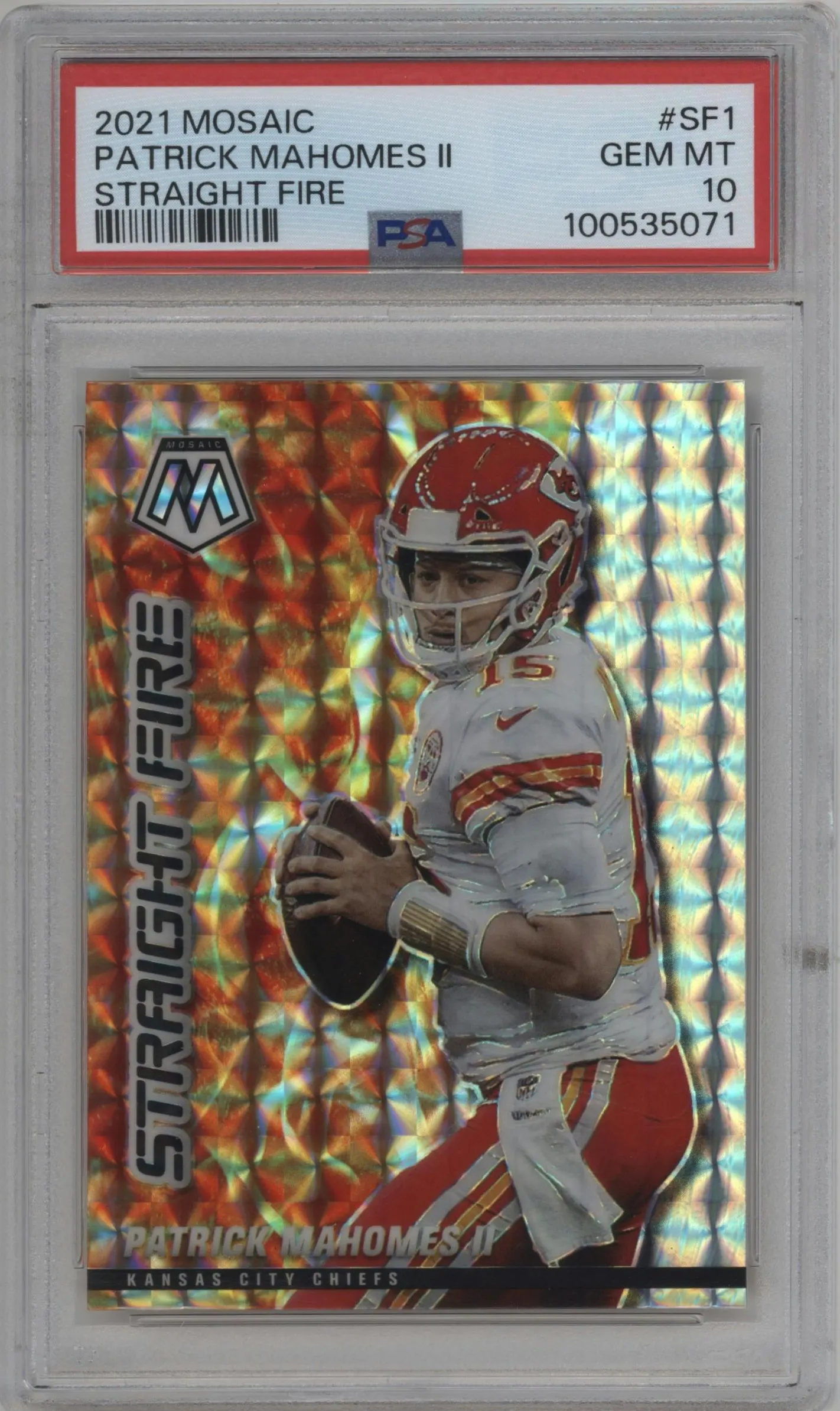2021 Panini Mosaic Straight Fire Patrick Mahomes II #SF1 PSA 10