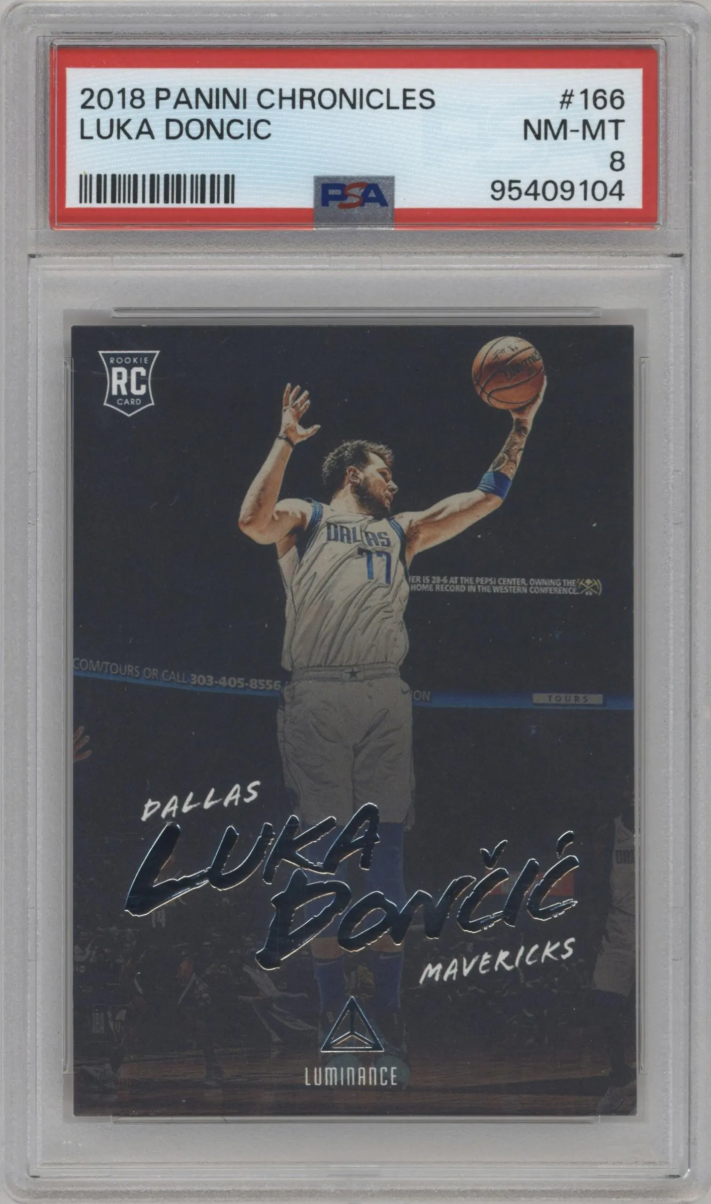 2018 Panini Chronicles Luminance Luka Doncic #166 PSA 8