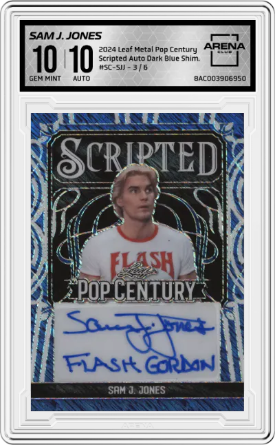 2024 Leaf Metal Pop Century Scripted Auto Sam J. Jones Dark Blue Shimmer ARENA CLUB 10