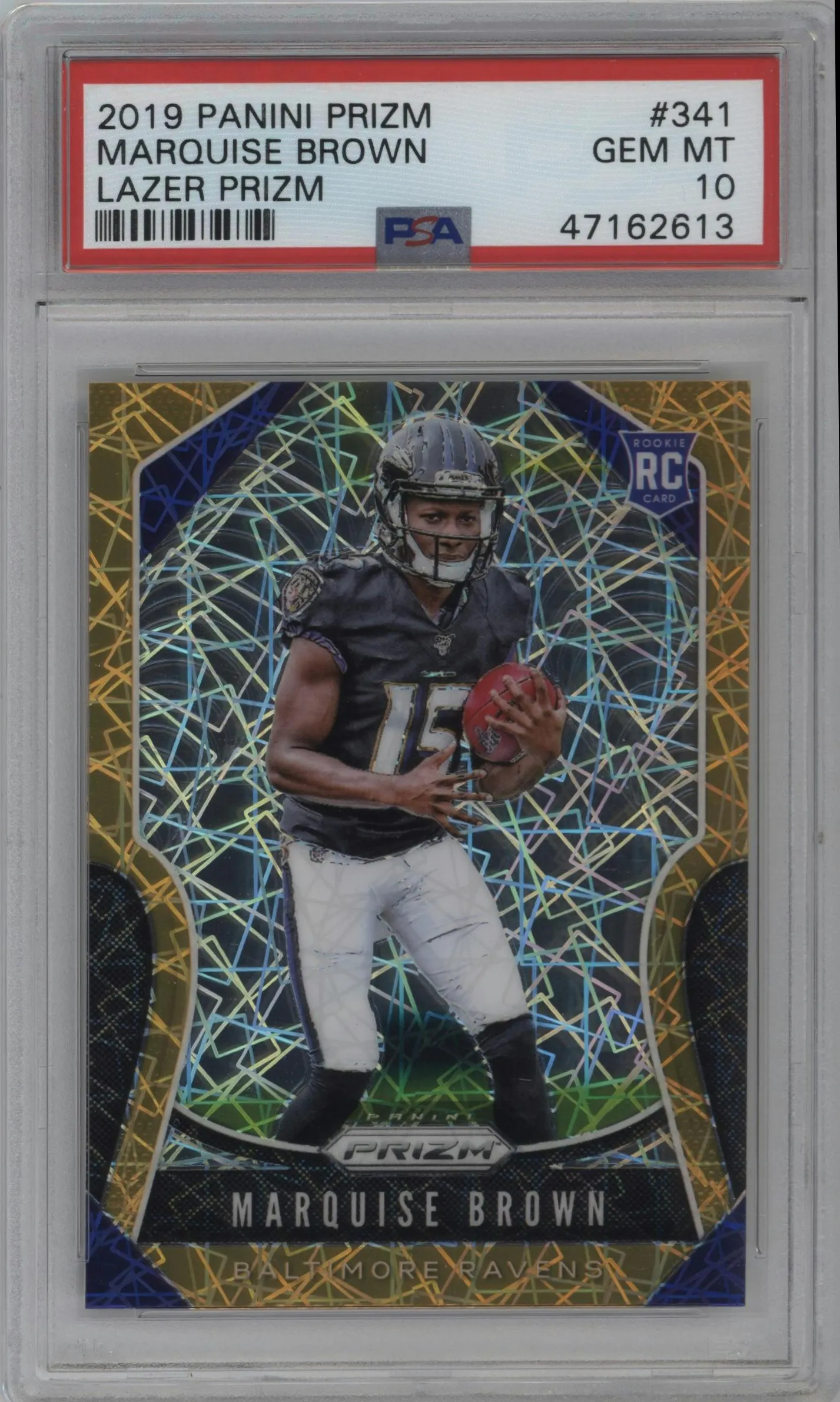 2019 Panini Prizm Marquise Brown Lazer Prizm #341 PSA 10