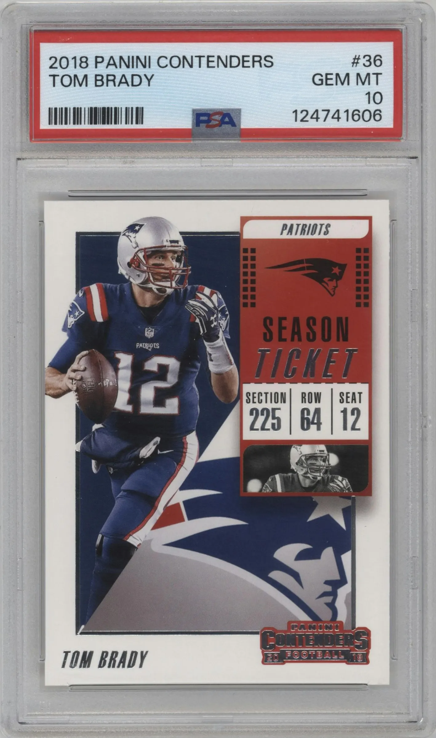2018 Panini Contenders Tom Brady #36 PSA 10