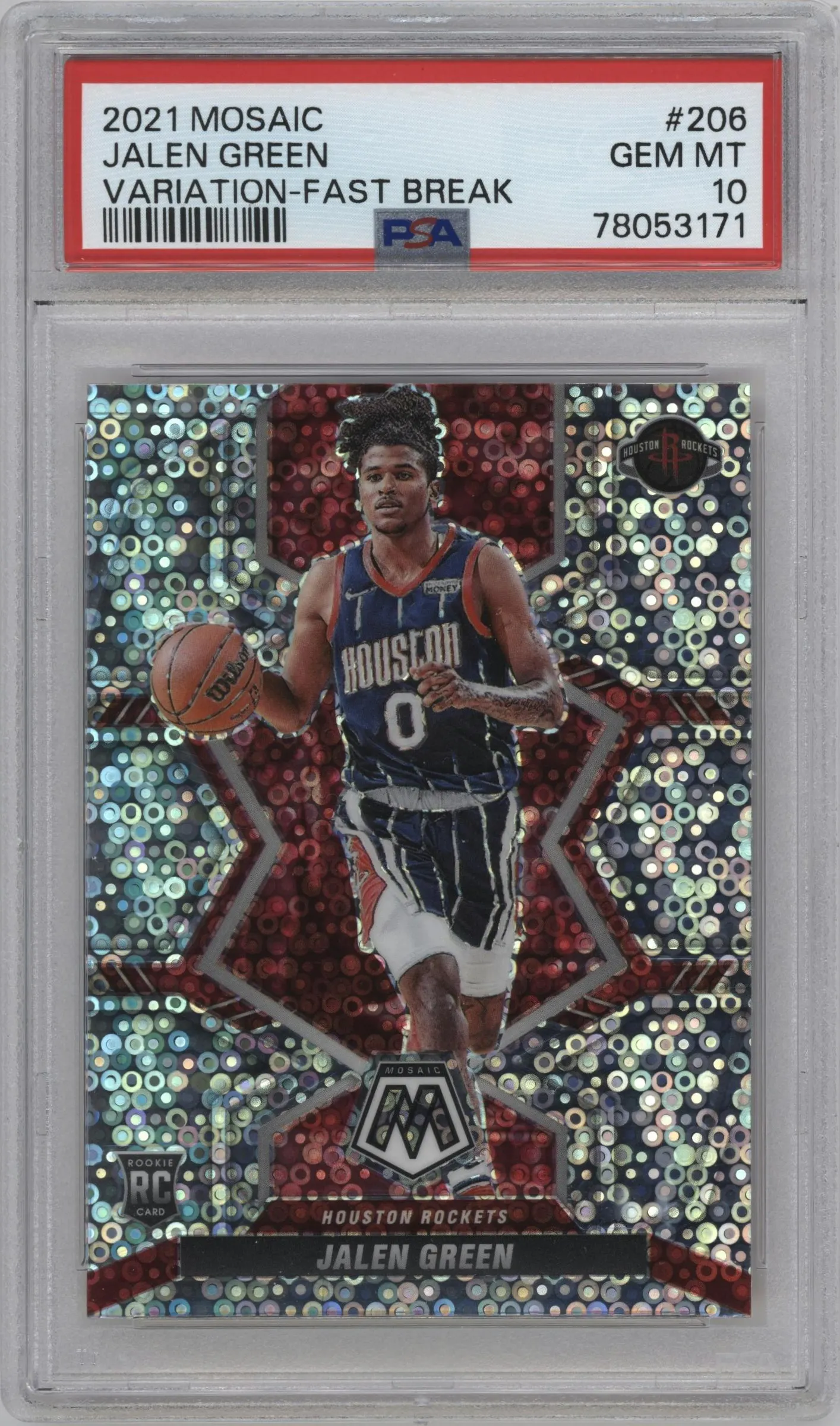 2021 Panini Mosaic Fast Break Var. Jalen Green #206 PSA 10