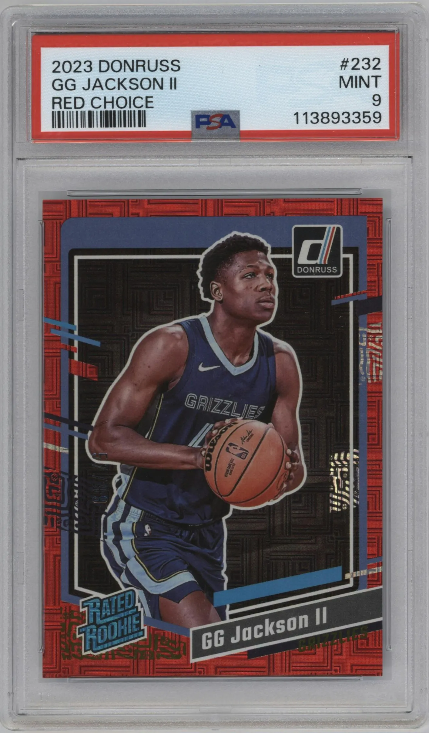 2023 Panini Donruss Rated Rookie GG Jackson II Choice Red #232 PSA 9