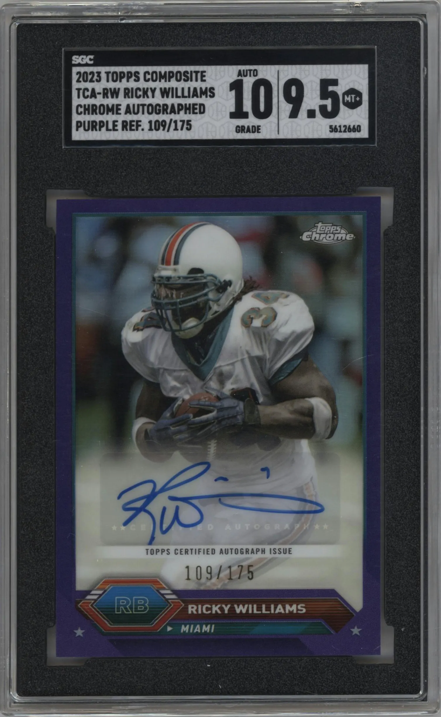 2023 Topps Composite Chr.Auto Ricky Williams Purple Refractor #TCA-RW SGC 9.5
