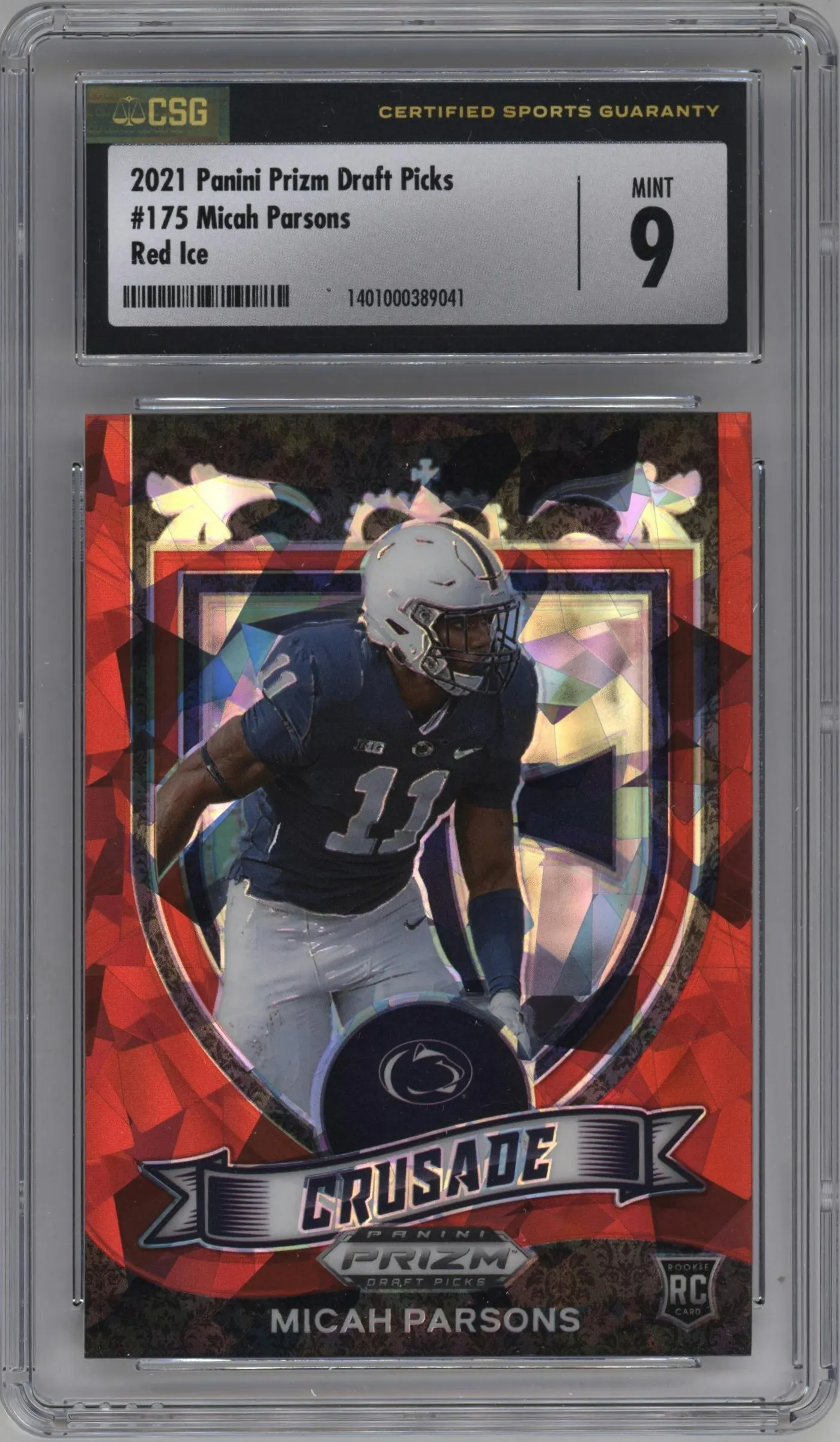 2021 Panini Prizm Draft Picks Crusade Micah Parsons Red Ice #175 CGC 9