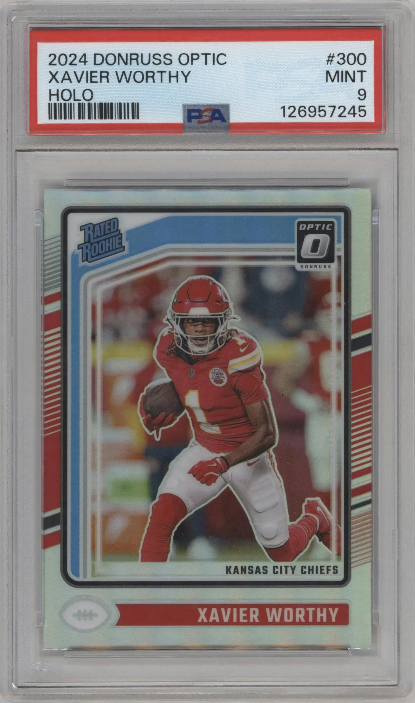 2024 Donruss Optic Rated Rookie Xavier Worthy Holo #300 PSA 9