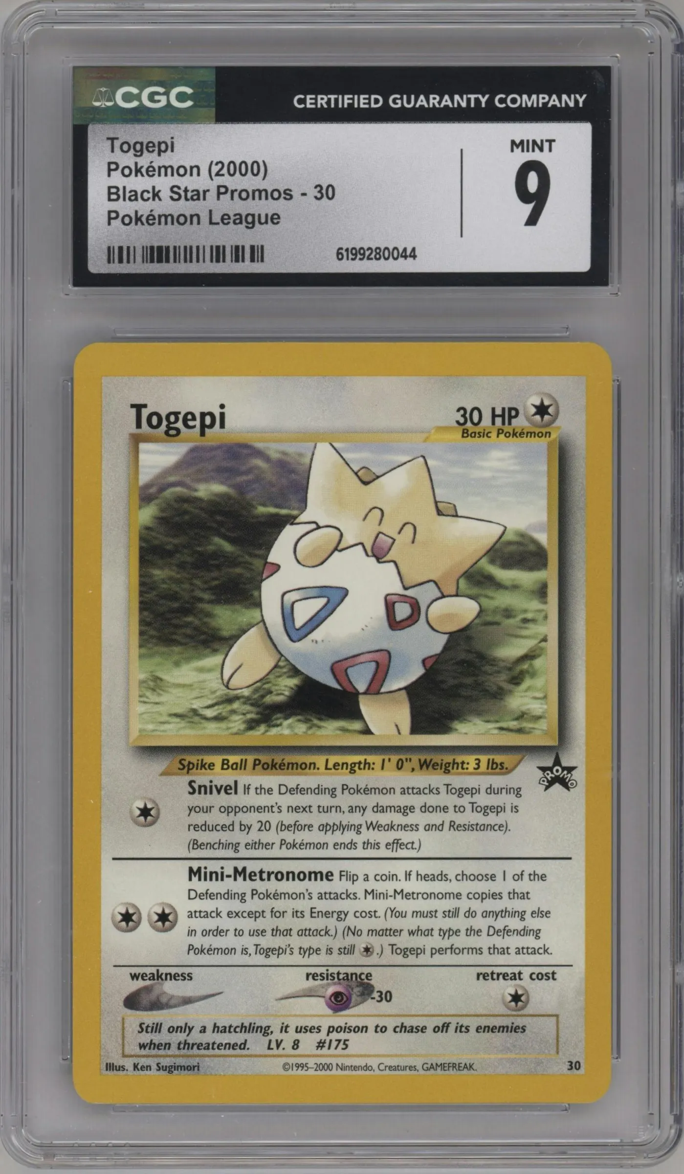 2000 Pokemon WoTC Togepi League #30 CGC 9