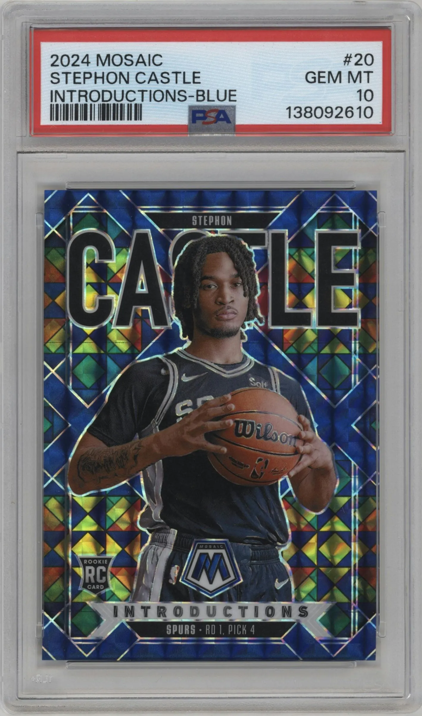 2024 Panini Mosaic Introductions Stephon Castle Blue Mosaic #20 PSA 10
