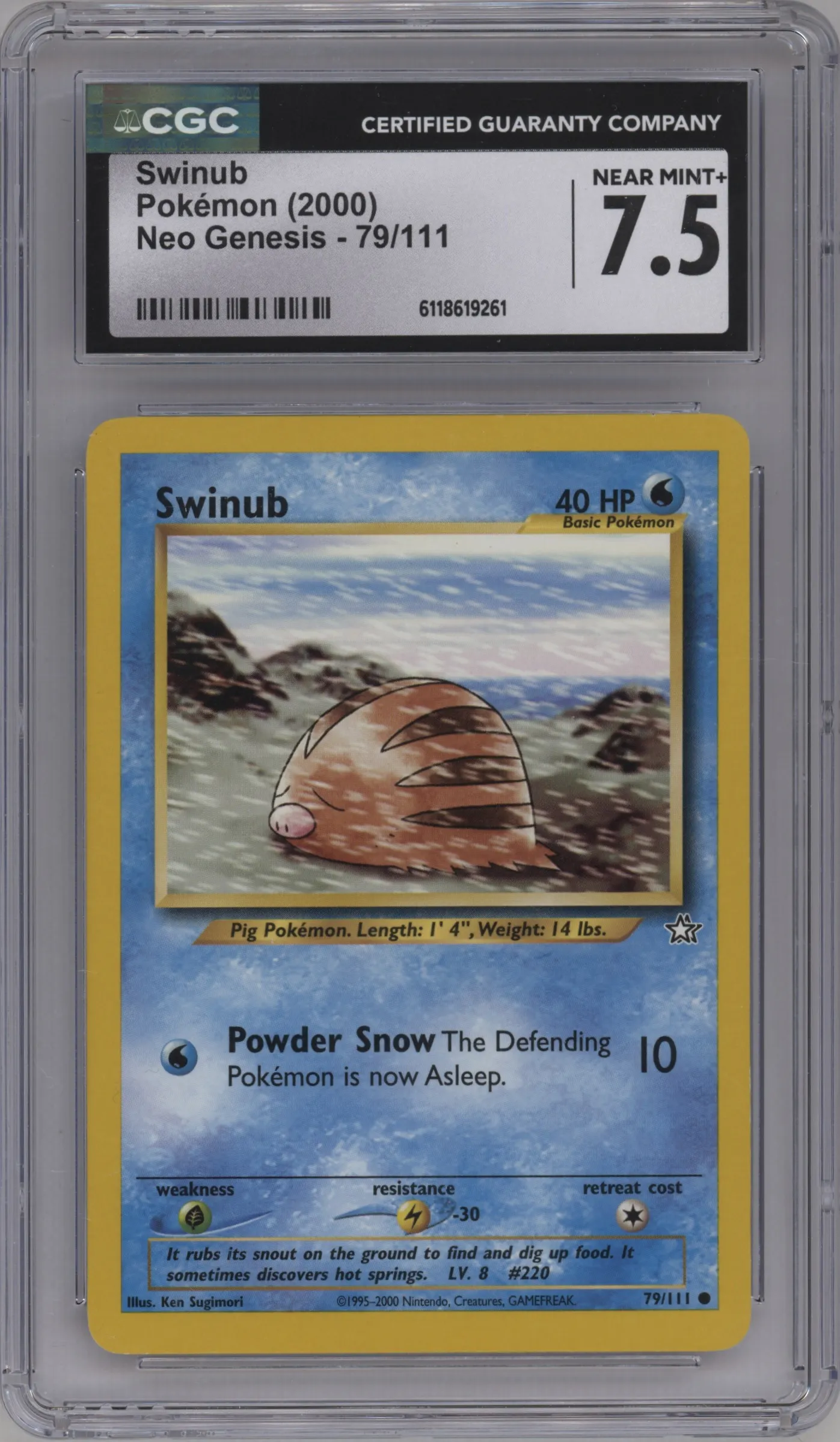 2000 Pokemon Neo Genesis Swinub #79 CGC 7.5