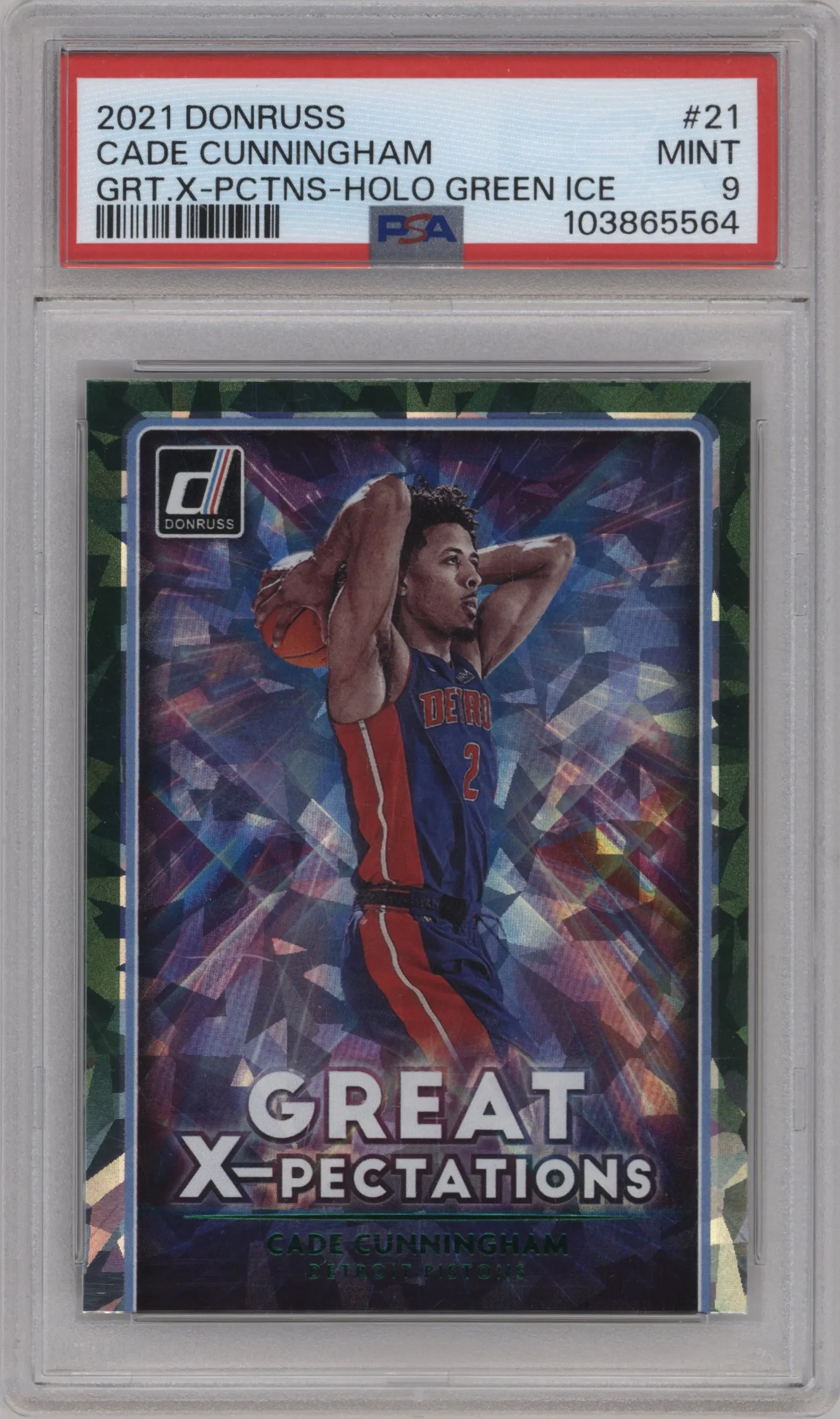 2021 Panini Donruss Grt.X-Pectations Cade Cunningham Green Ice #21 PSA 9