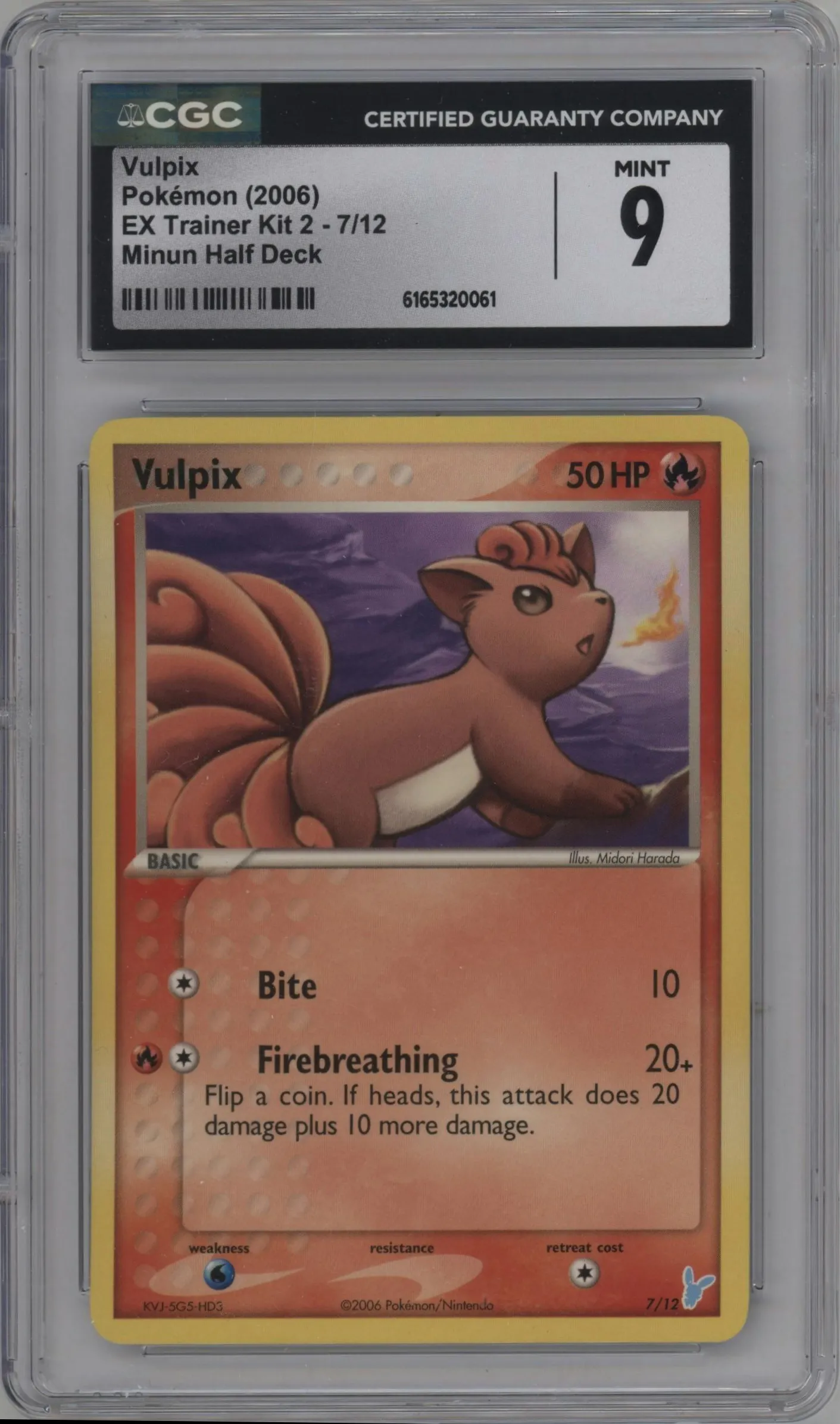 2006 Pokemon EX Minun Half Deck Vulpix #7 CGC 9