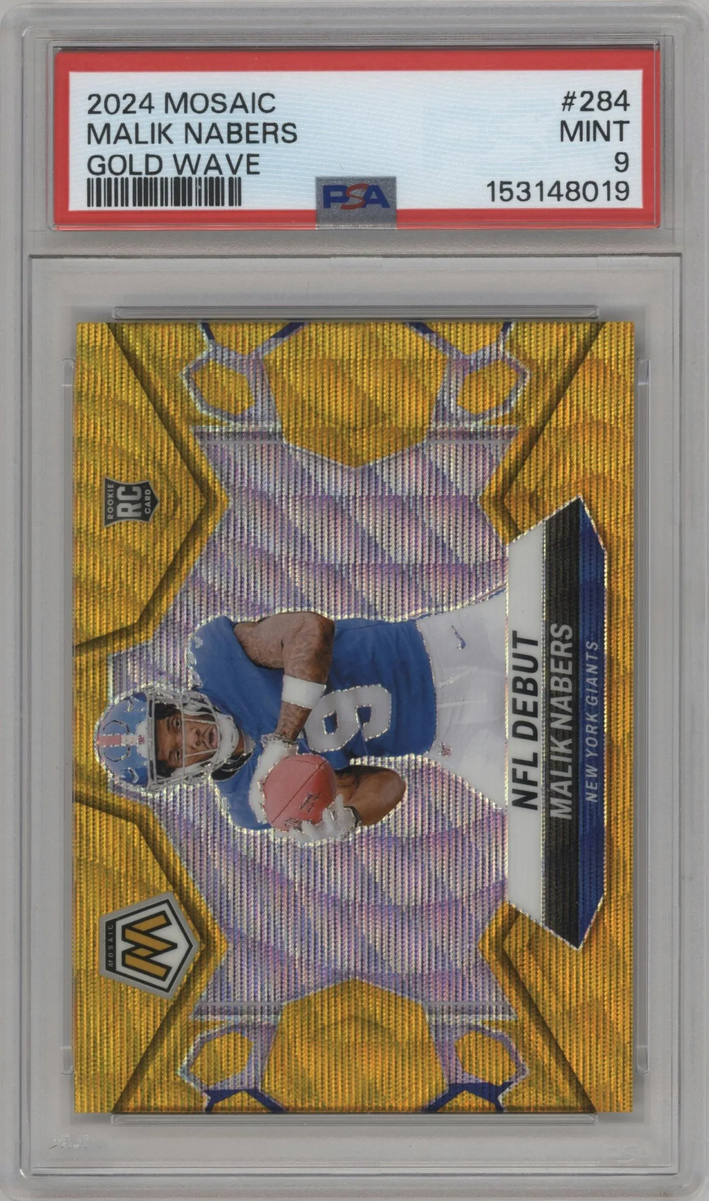 2024 Panini Mosaic Malik Nabers Gold Wave #284 PSA 9