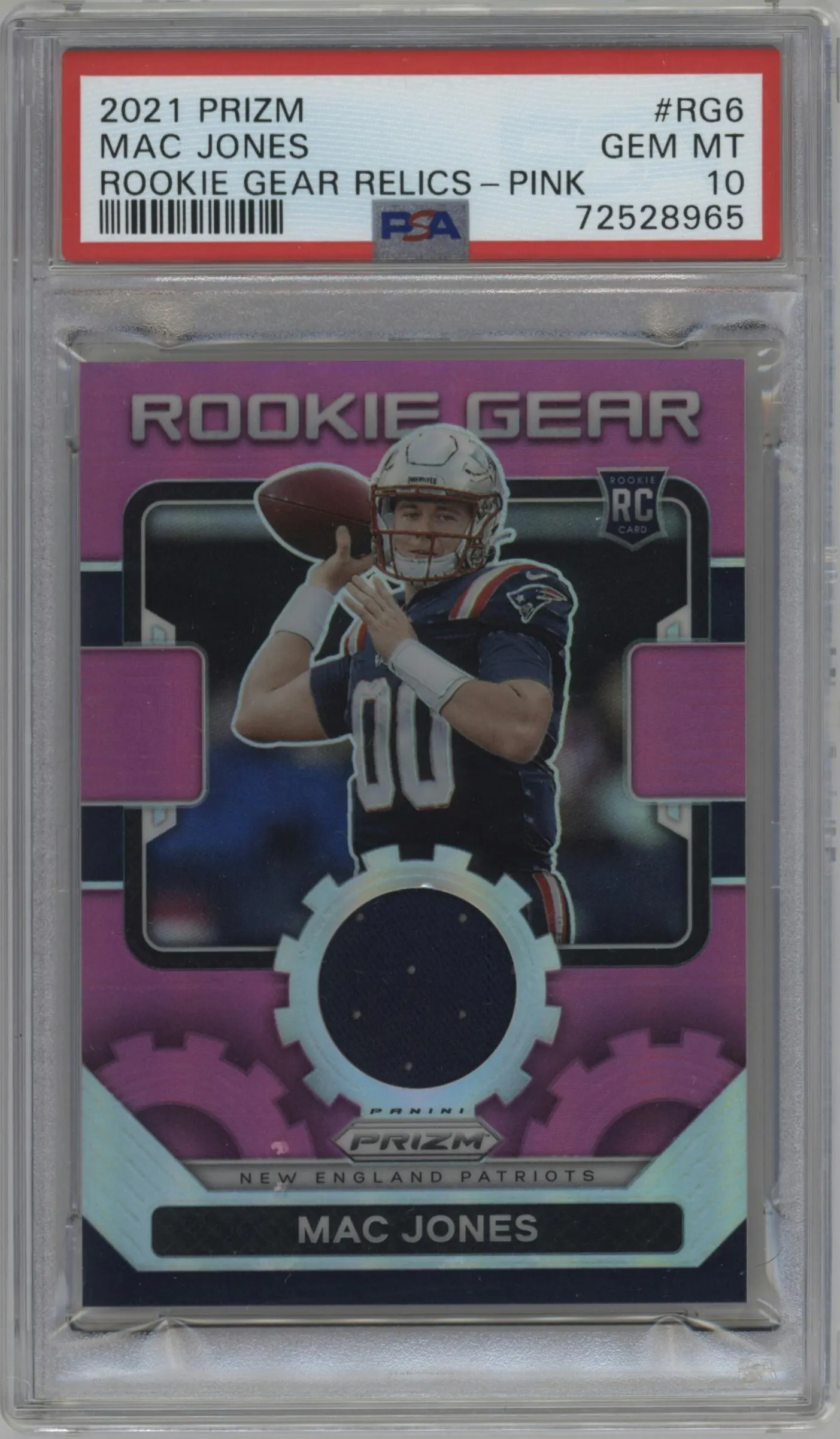 2021 Panini Prizm Rke.Gear Mac Jones Pink #RG-6 PSA 10