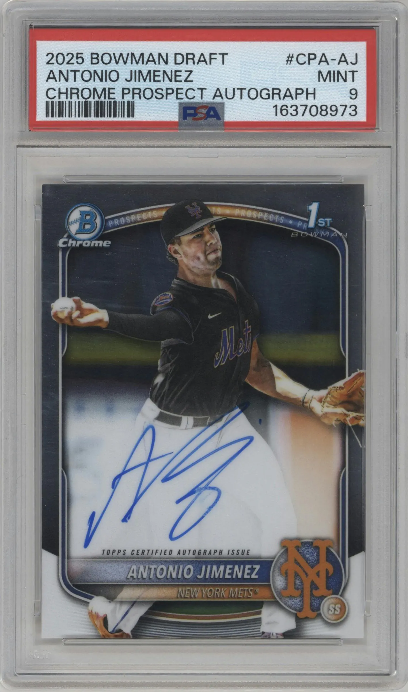 2025 Bowman Draft Chr.Pros.Auto Antonio Jimenez #CPA-AJ PSA 9