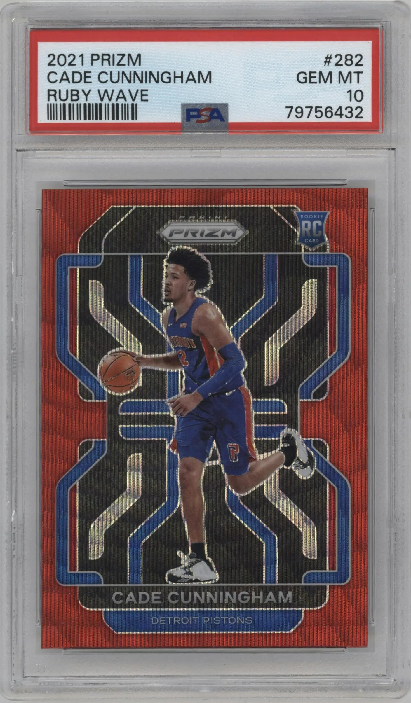 2021 Panini Prizm Cade Cunningham Ruby Wave #282 PSA 10
