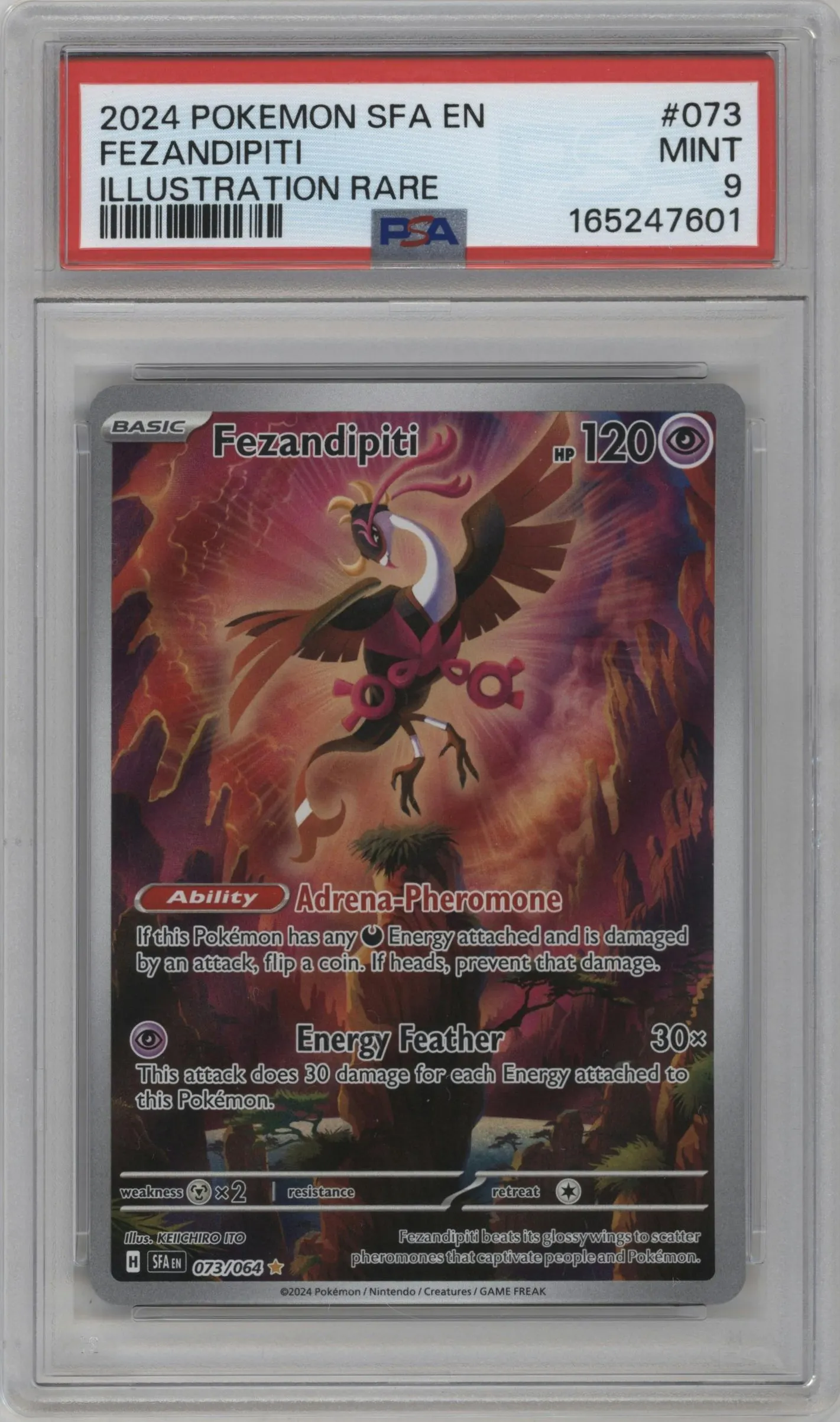 2024 Pokemon SV Shrouded Fable Fezandipiti #073 PSA 9