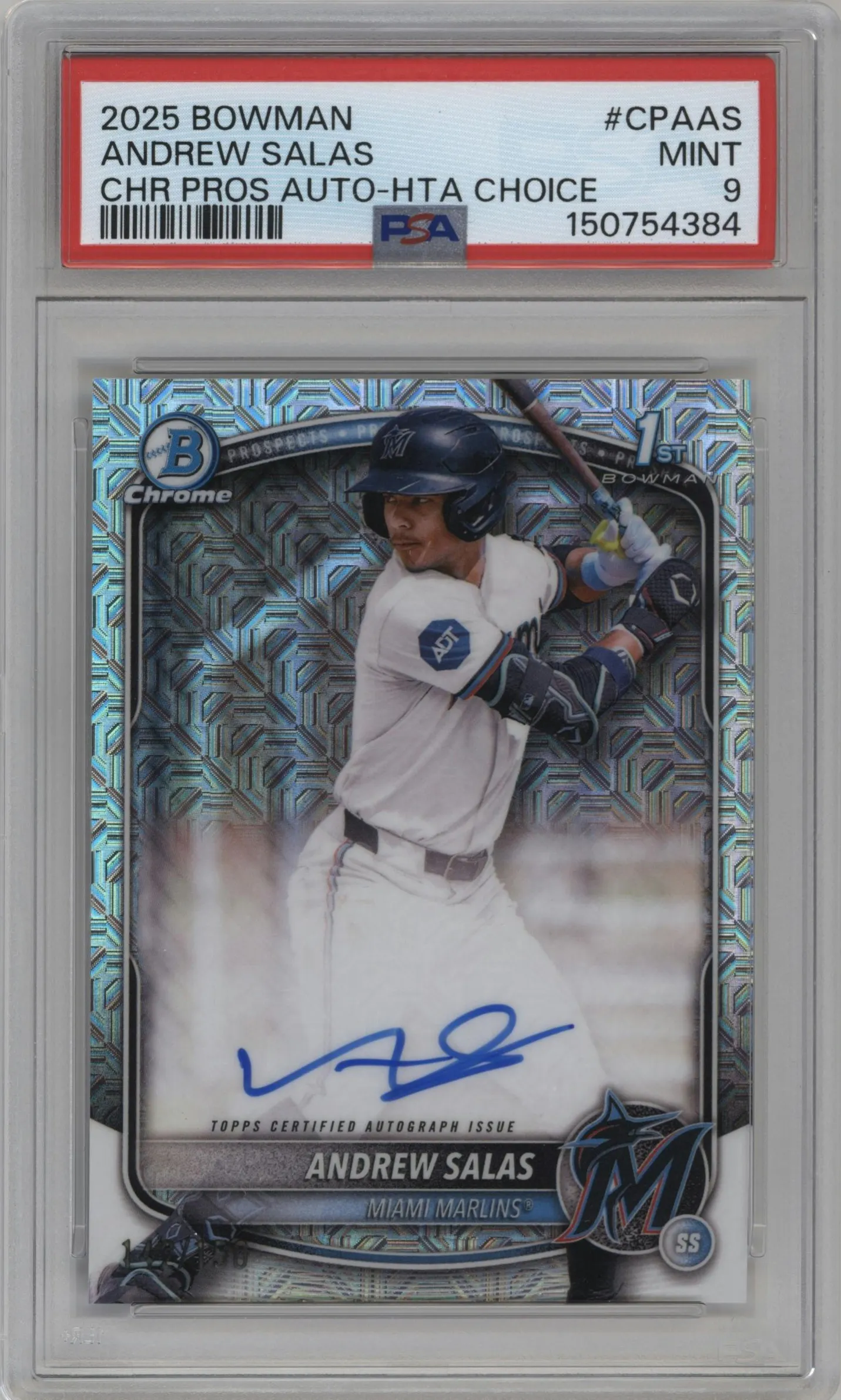 2025 Bowman Chrome Chr.Pros.Auto Andrew Salas HTA Choice #CPA-AS PSA 9