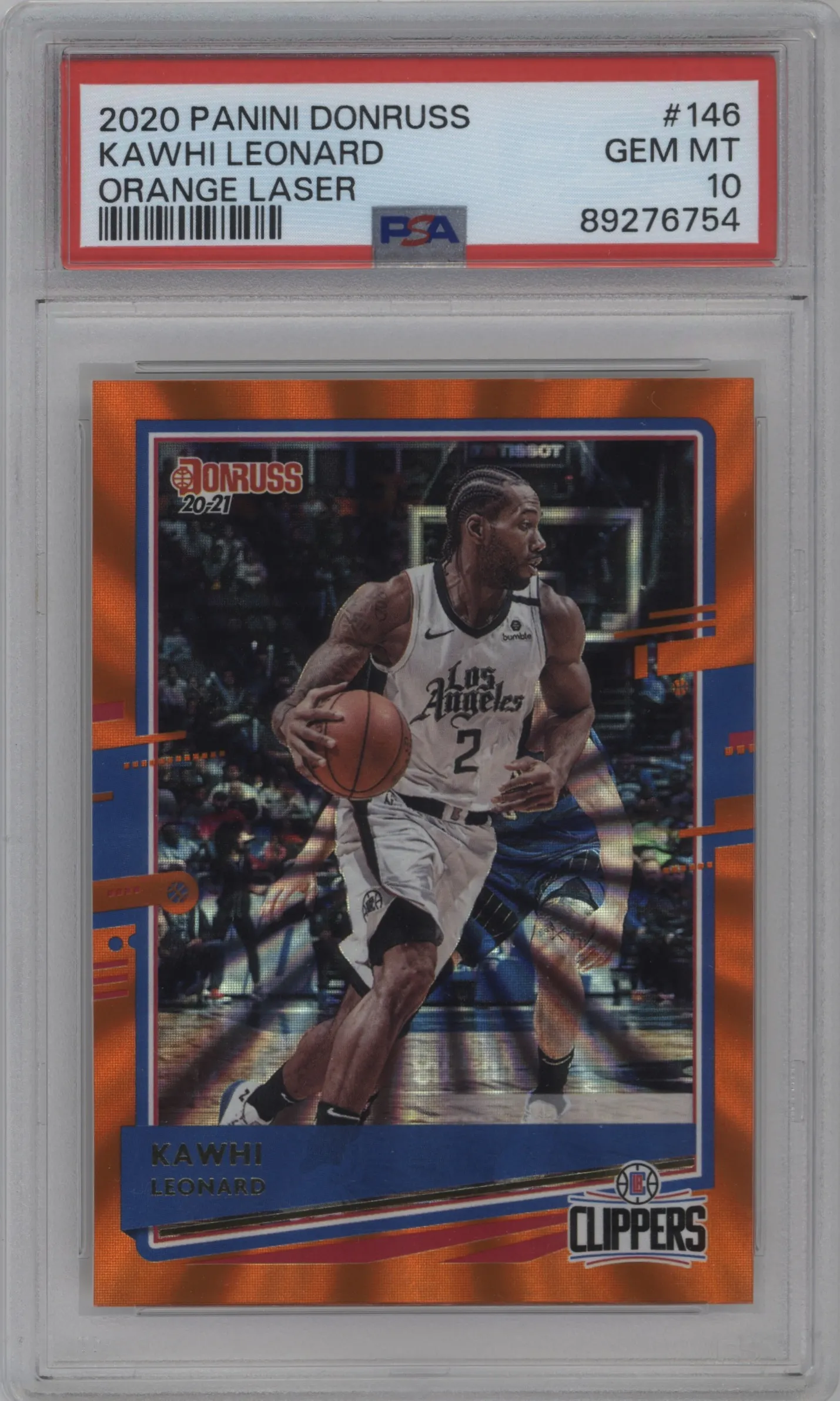 2020 Panini Donruss Kawhi Leonard Orange Laser PSA 10