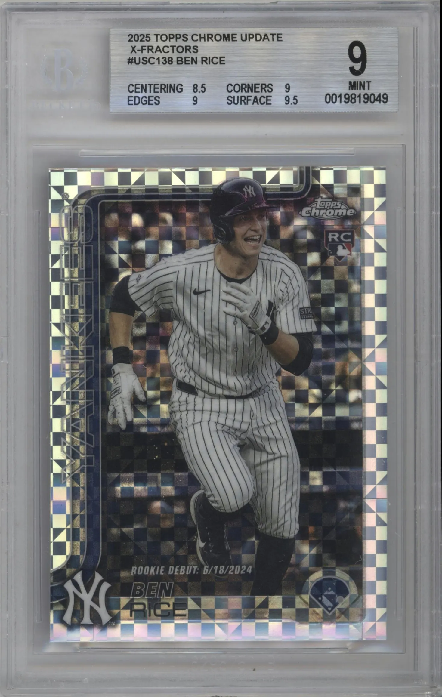 2025 Topps Chrome Update Ben Rice X-Fractor #USC138 BGS 9