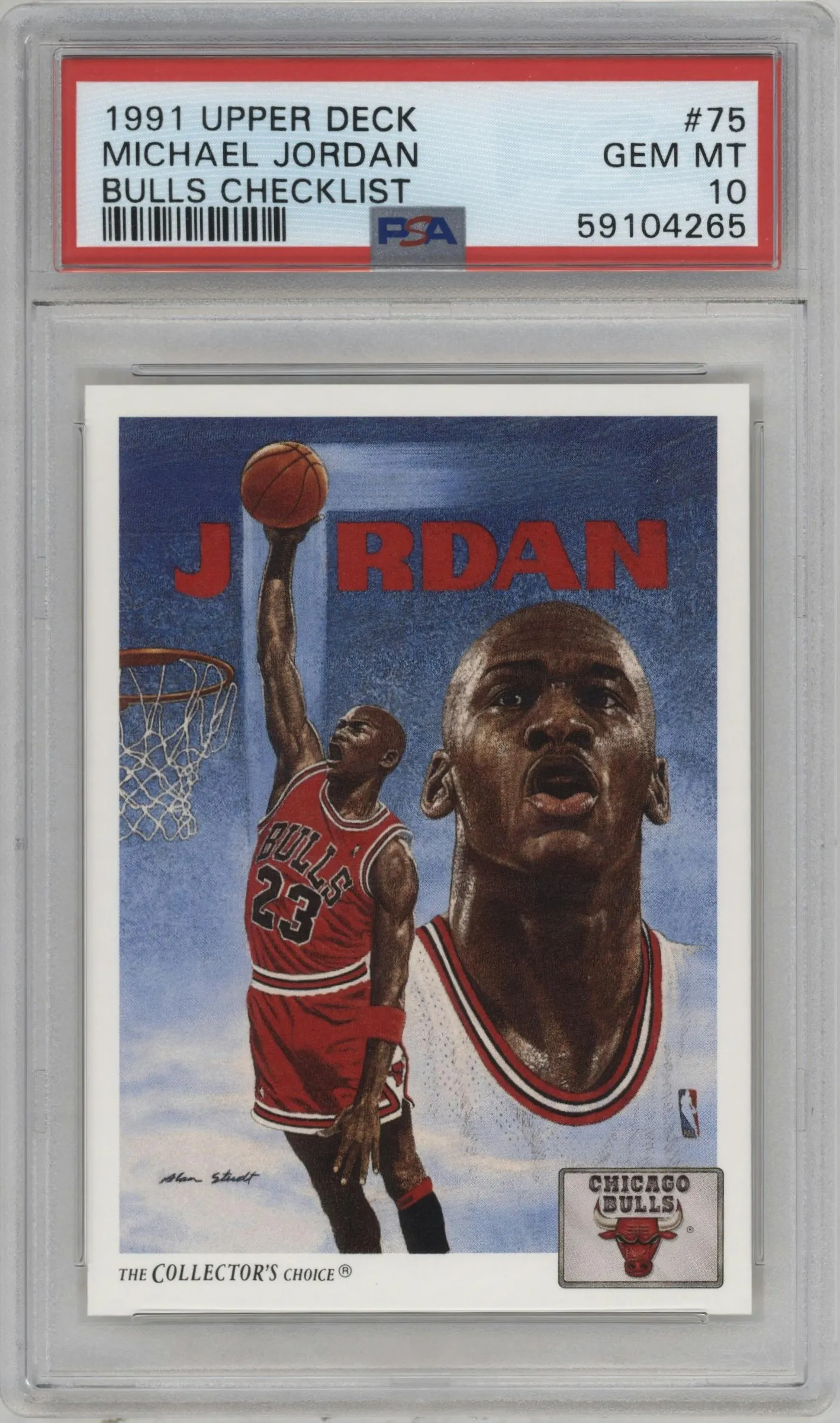 1991 Upper Deck Chicago Bulls Checklist Michael Jordan #75 PSA 10