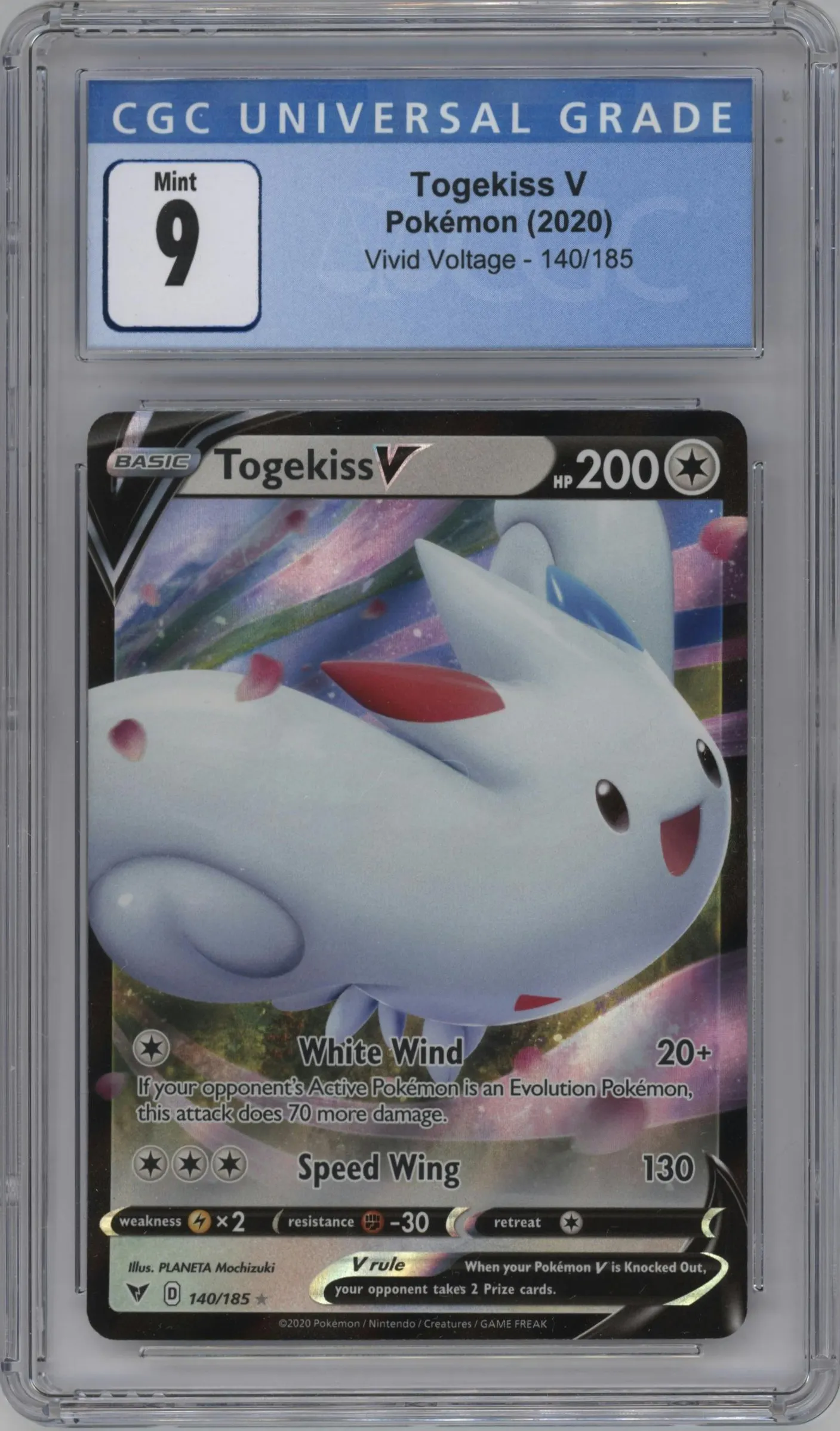 2020 Pokemon SWSH Vivid Voltage Togekiss V #140 CGC 9