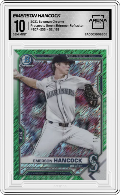 2021 Bowman Chrome Prospects Emerson Hancock Green Shimmer Refractor ARENA CLUB 10