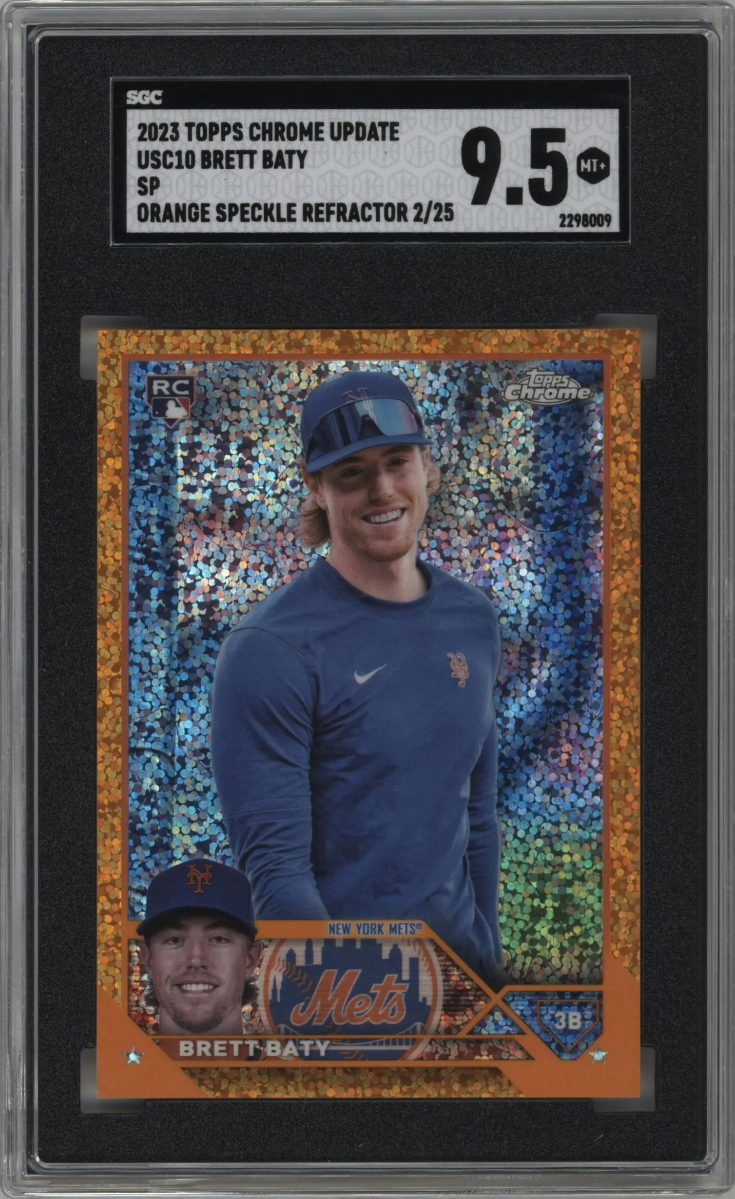 2023 Topps Chrome Update Variation Brett Baty Orange Speckle Refractor #USC10 SGC 9.5