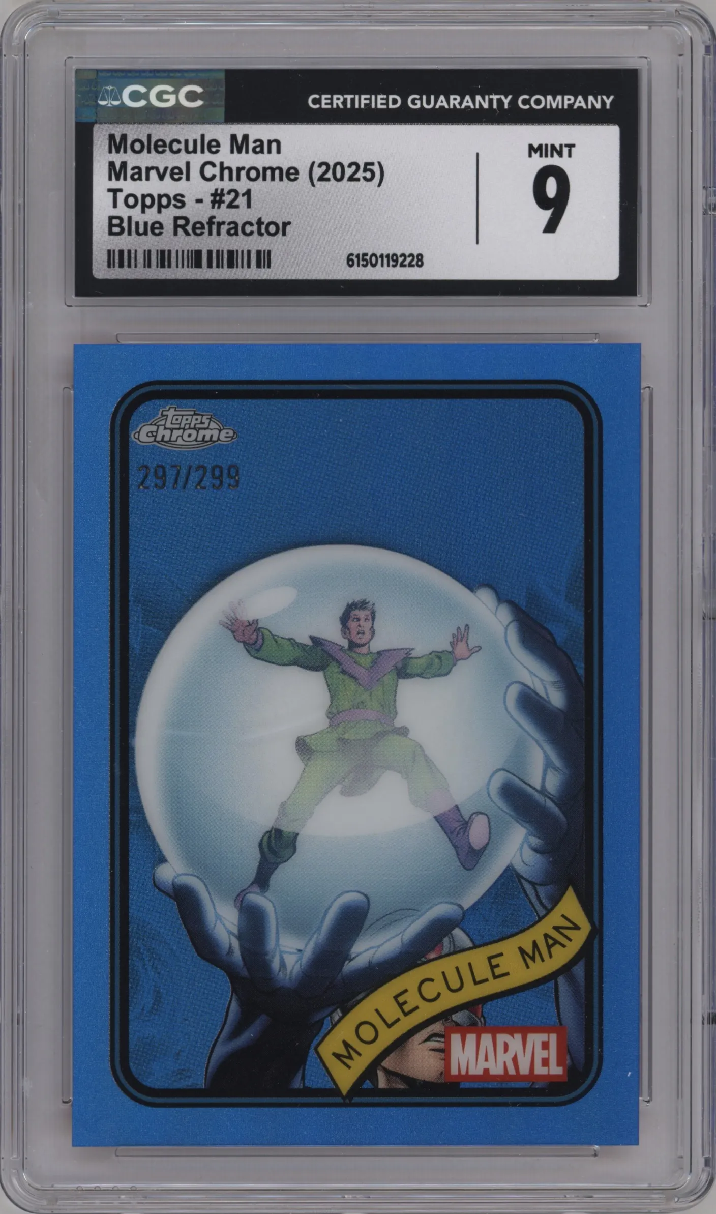 2025 Topps Chrome Marvel Molecule Man Blue Refractor #21 CGC 9