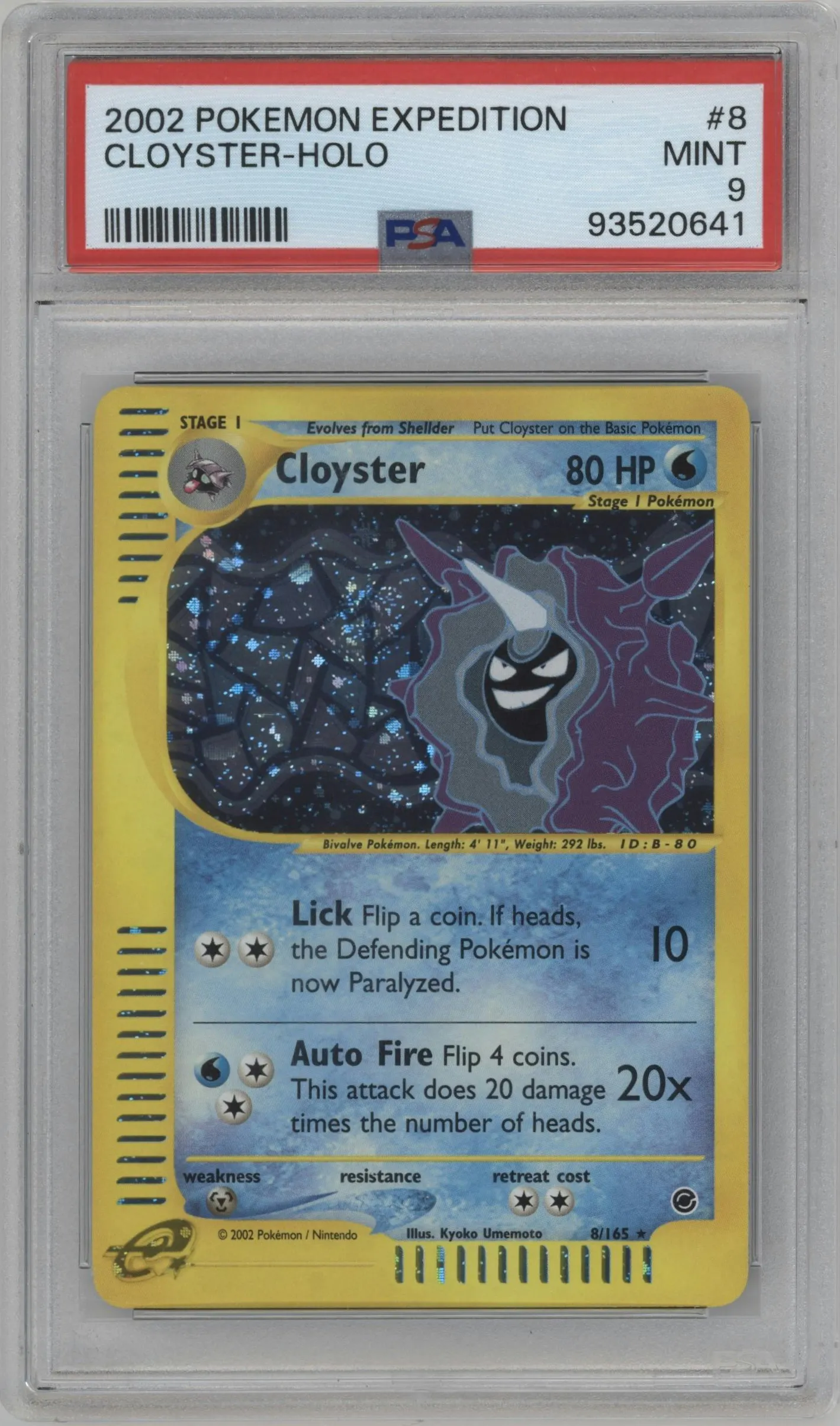2002 Pokemon E-CARD Expedition Cloyster #8 PSA 9
